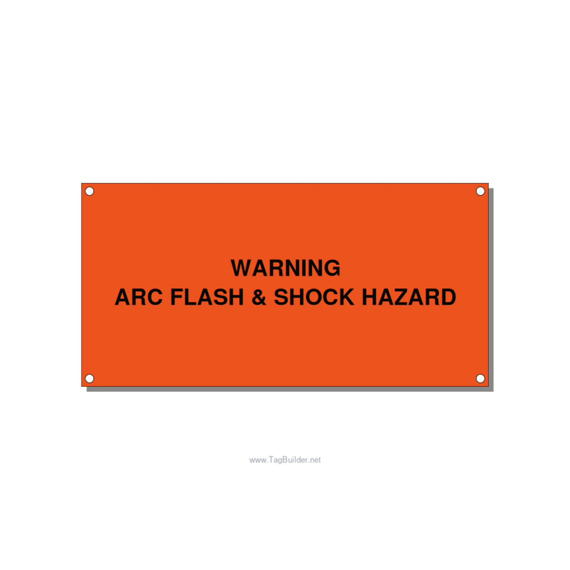 6.0x3.0" Arc Flash Safety Label - WARNING ARC FLASH & SHOCK, Black/Orange, Holes