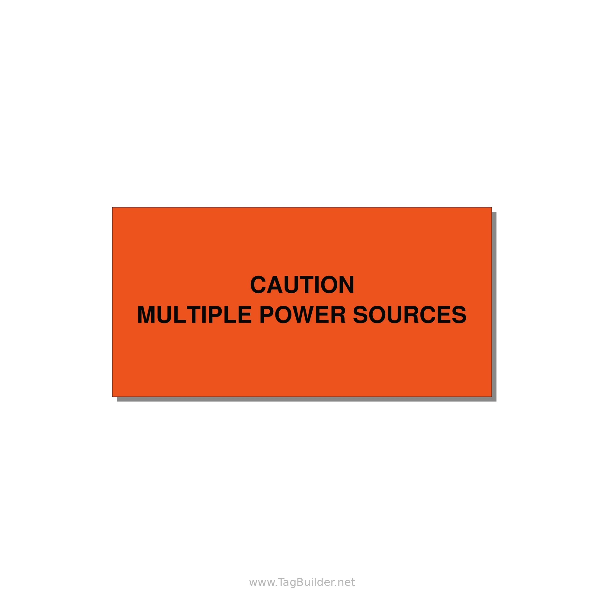 6.0x3.0" Caution Safety Label - CAUTION MULTIPLE POWER SO — 6x3" Black on Orange, Adhesive