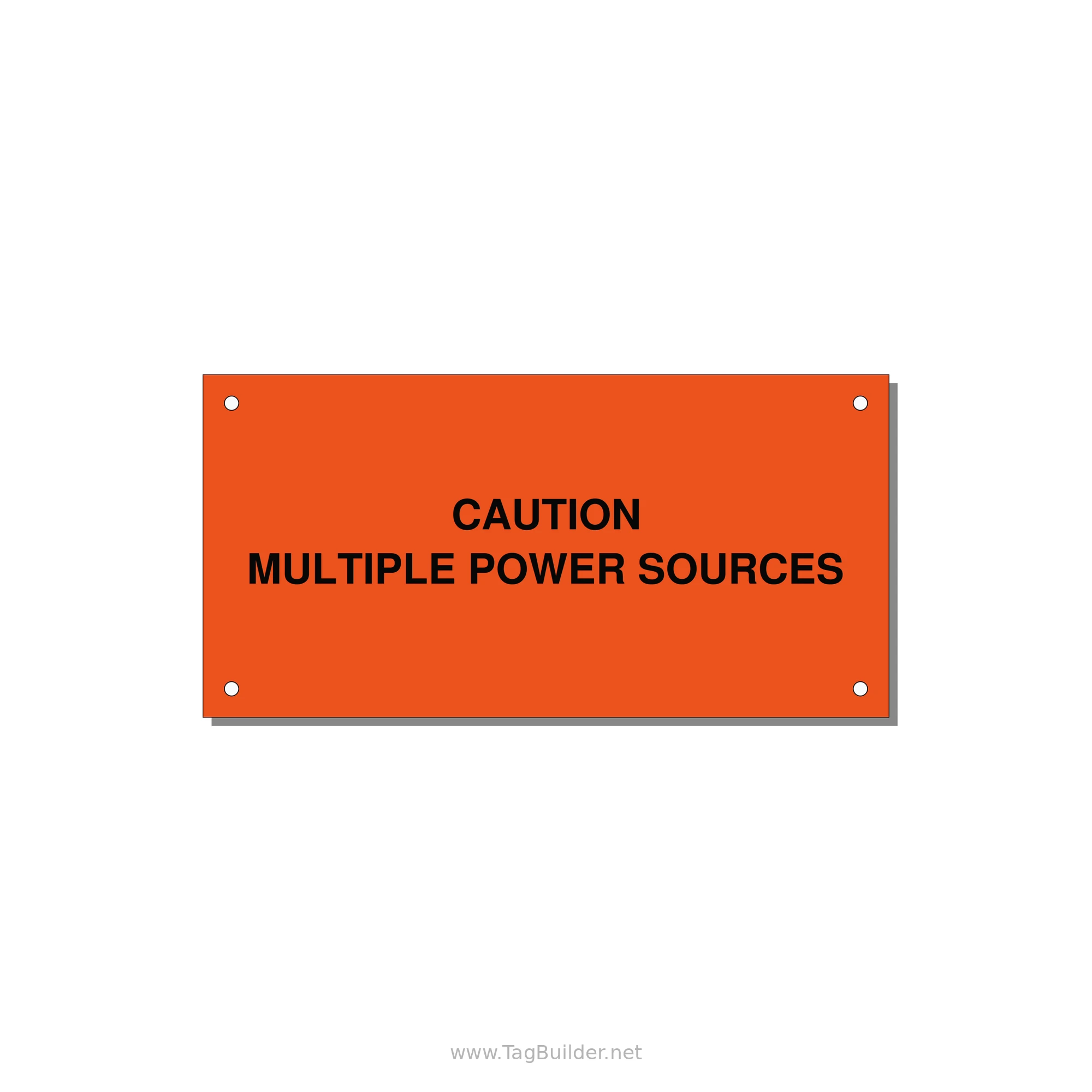 6.0x3.0" Caution Safety Label - CAUTION MULTIPLE POWER SO — 6x3" Black on Orange, Holes