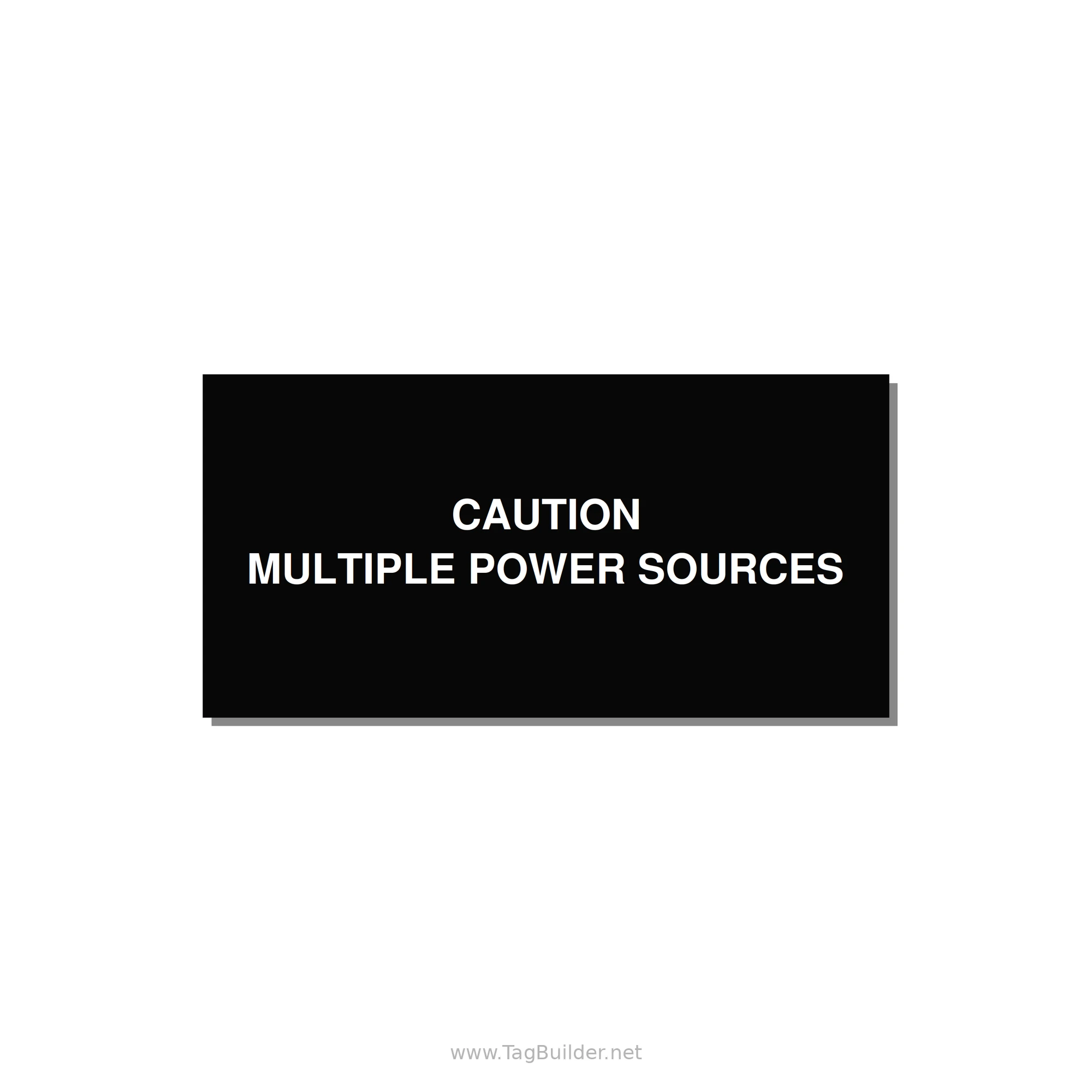 6.0x3.0" Caution Safety Label - CAUTION MULTIPLE POWER SO — 6x3" White on Black, Adhesive