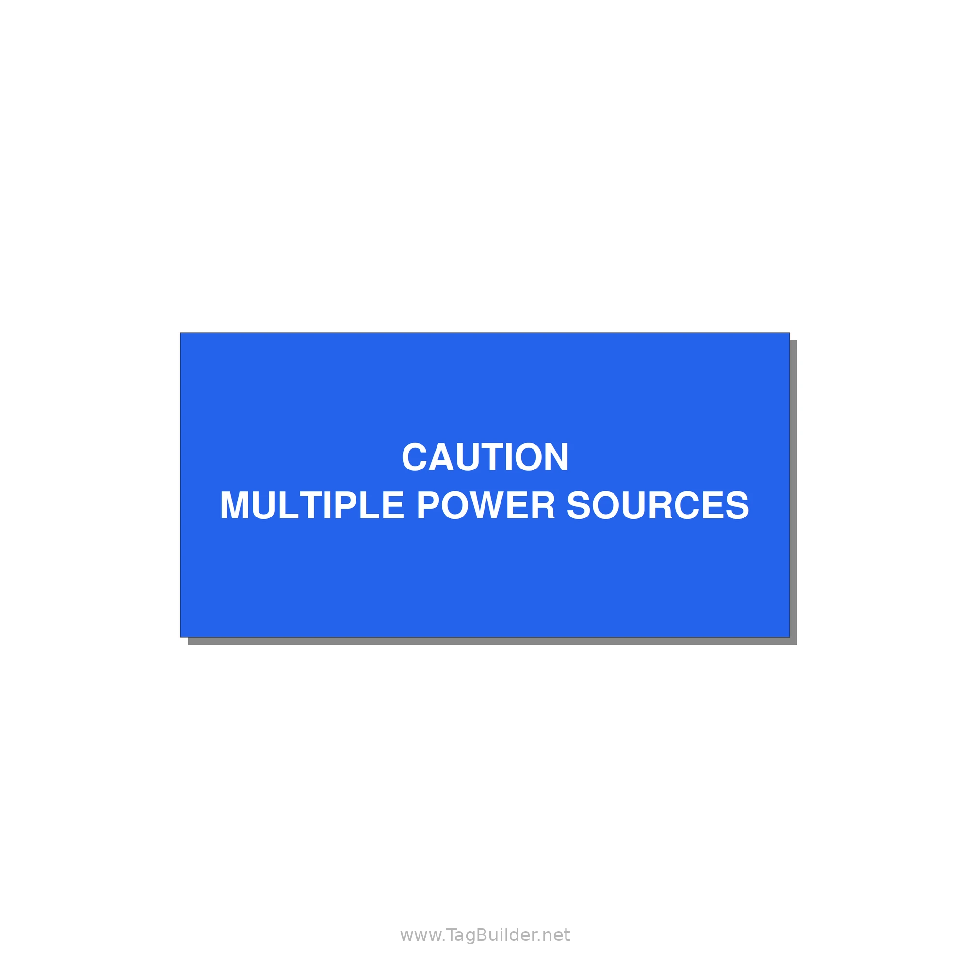 6.0x3.0" Caution Safety Label - CAUTION MULTIPLE POWER SO — 6x3" White on Blue, Adhesive