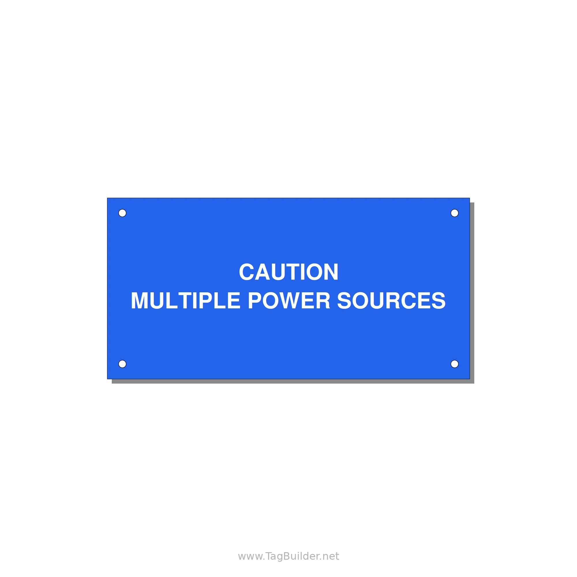 6.0x3.0" Caution Safety Label - CAUTION MULTIPLE POWER SO — 6x3" White on Blue, Holes