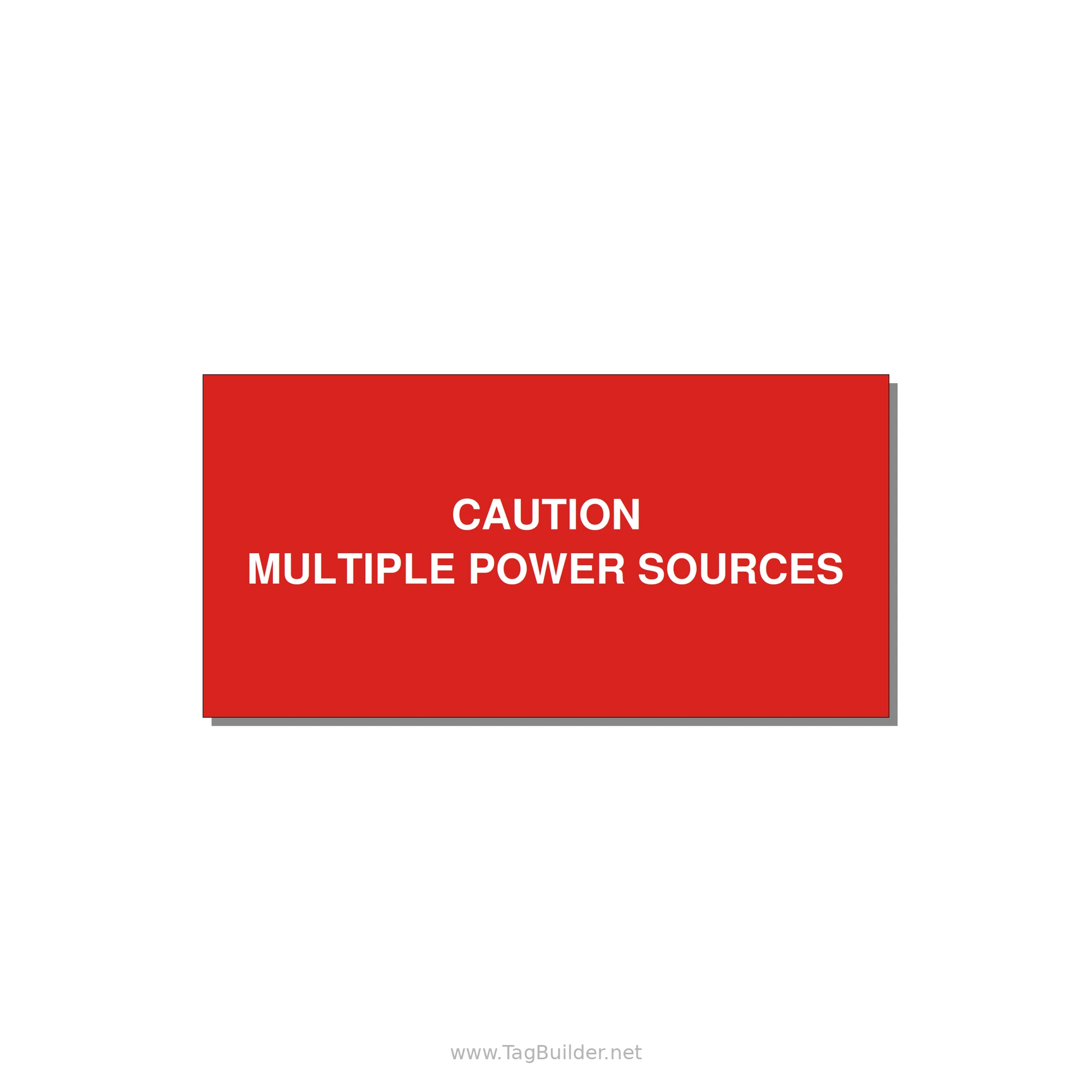6.0x3.0" Caution Safety Label - CAUTION MULTIPLE POWER SO — 6x3" White on Red, Adhesive