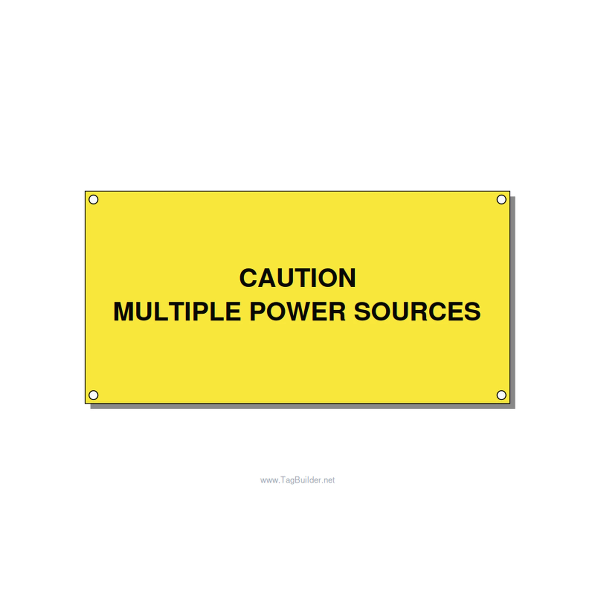 6.0x3.0" Caution Safety Label - CAUTION MULTIPLE POWER SO, Black/Yellow, Holes