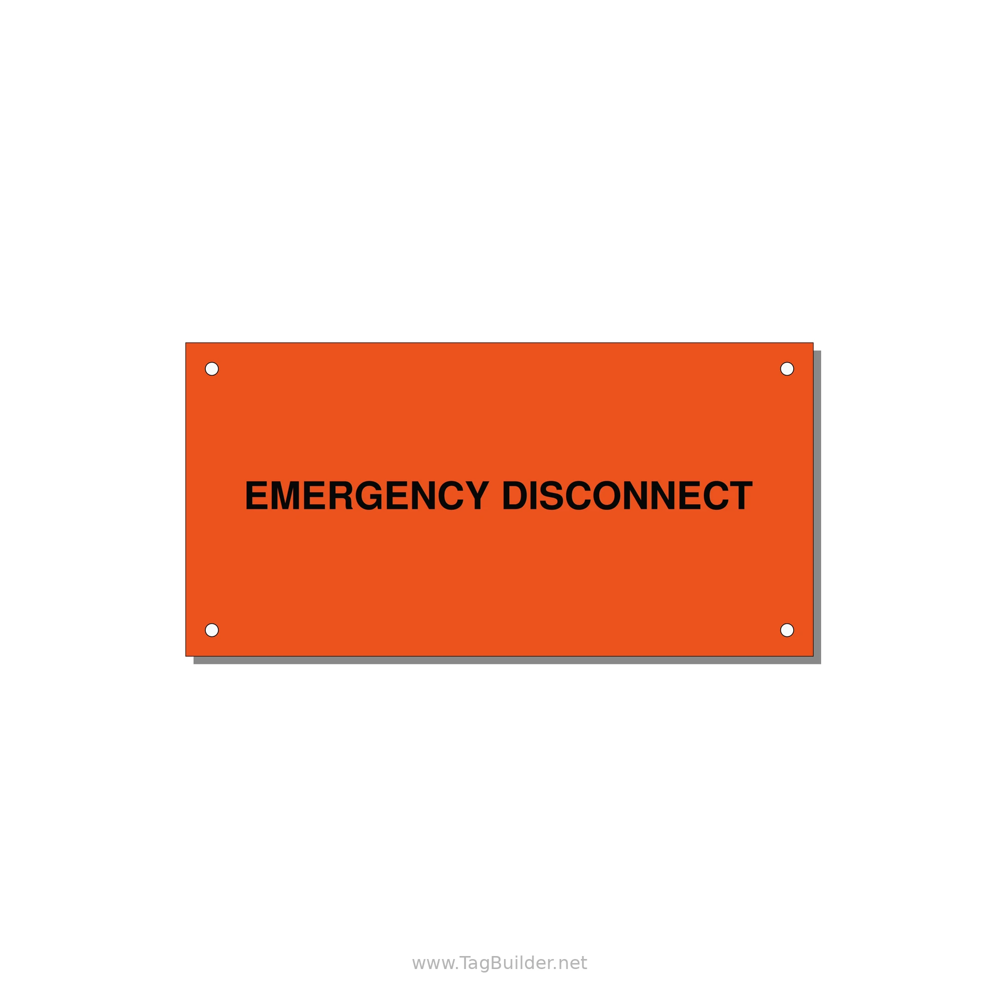 6.0x3.0" Disconnect Switch Label - EMERGENCY DISCONNECT — 6x3" Black on Orange, Holes