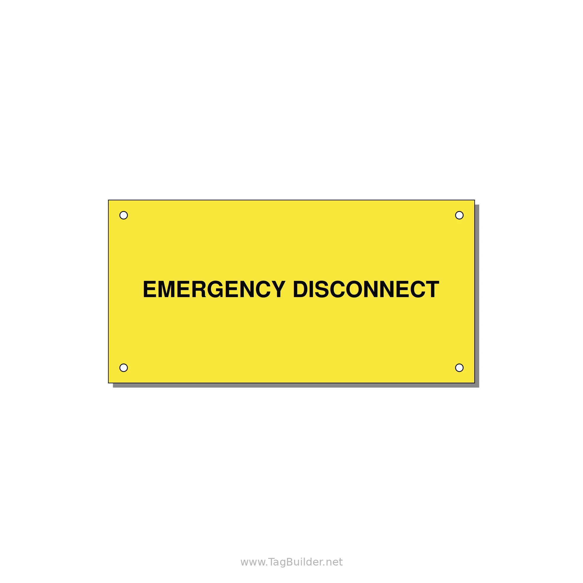 6.0x3.0" Disconnect Switch Label - EMERGENCY DISCONNECT — 6x3" Black on Yellow, Holes