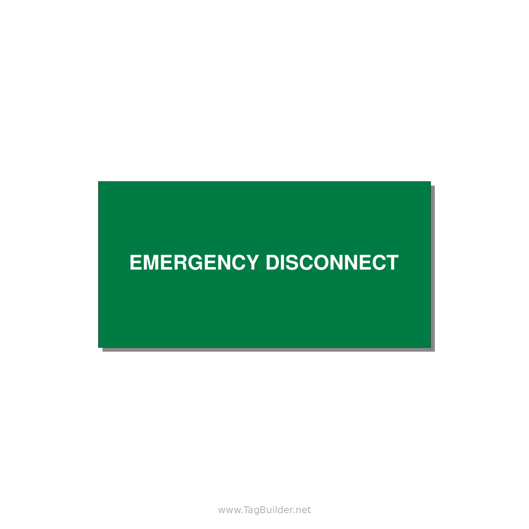 6.0x3.0" Disconnect Switch Label - EMERGENCY DISCONNECT — 6x3" White on Green, Adhesive