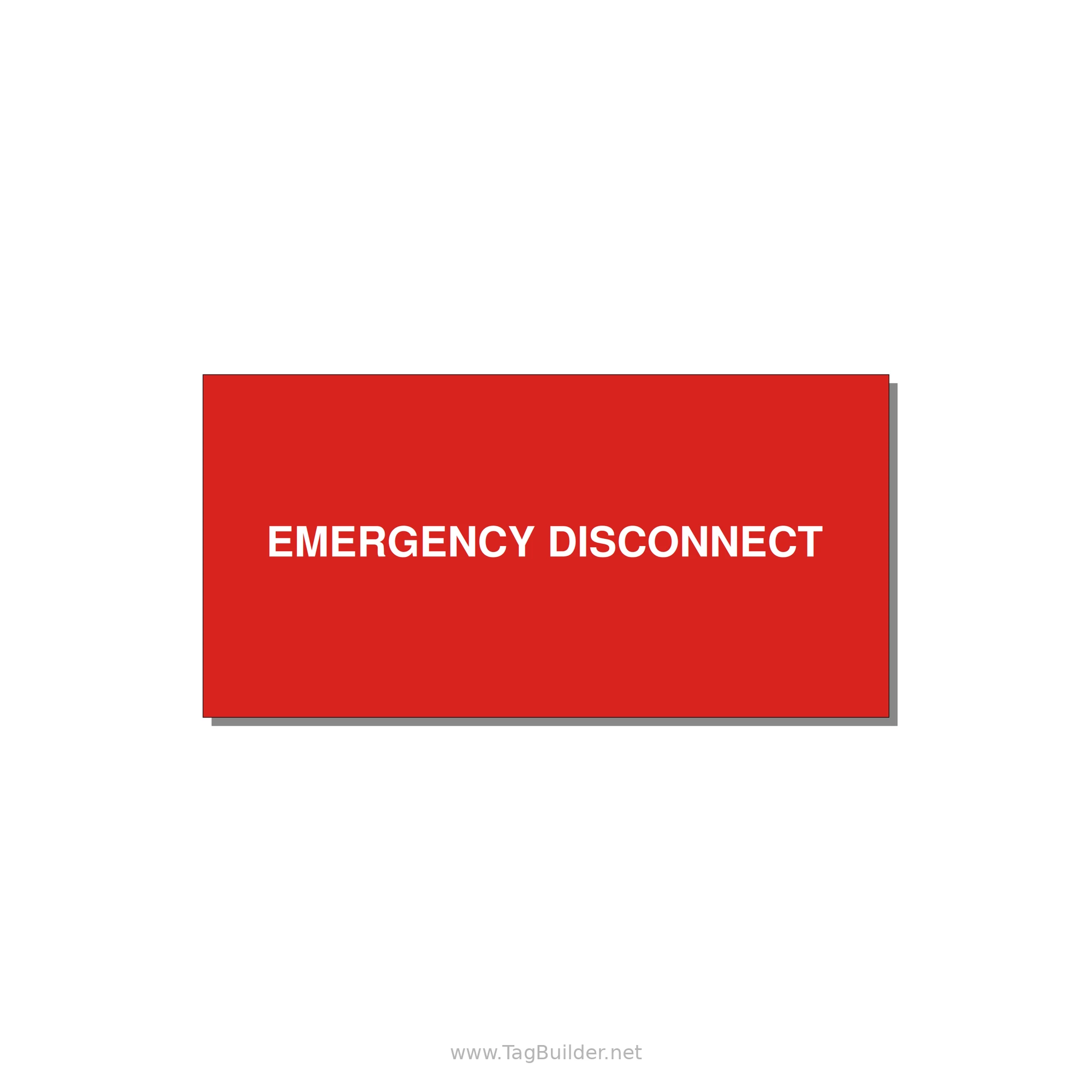 6.0x3.0" Disconnect Switch Label - EMERGENCY DISCONNECT — 6x3" White on Red, Adhesive