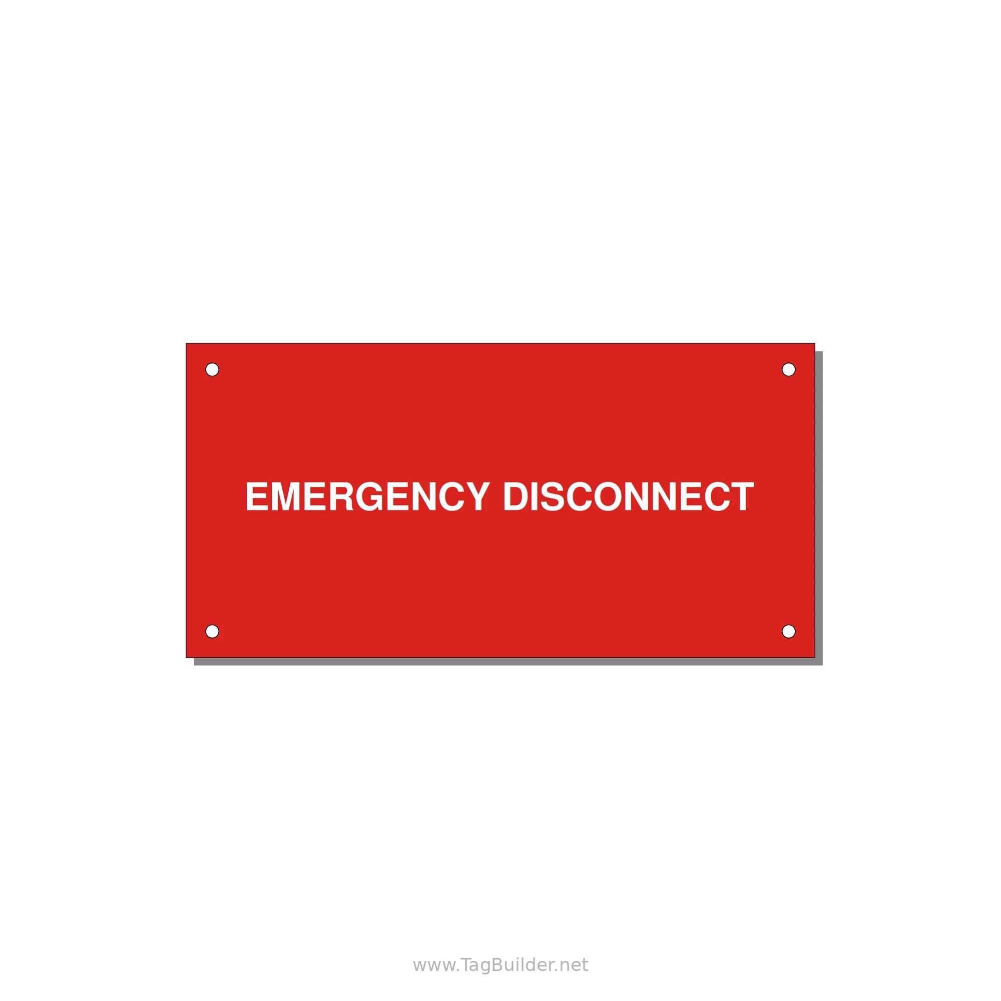 6.0x3.0" Disconnect Switch Label - EMERGENCY DISCONNECT — 6x3" White on Red, Holes