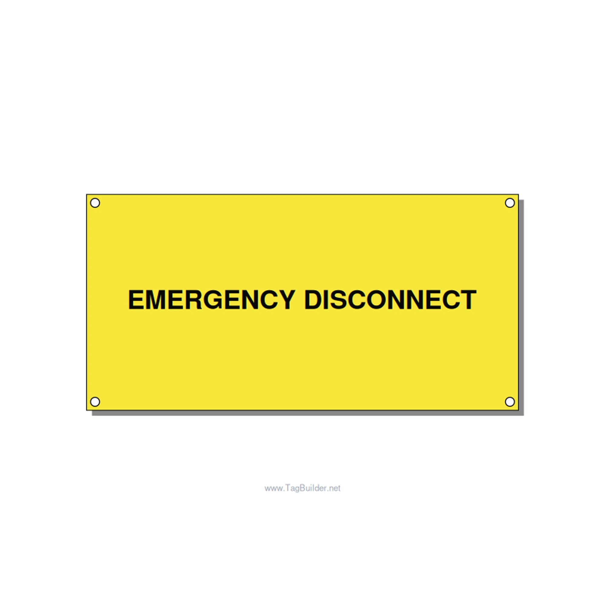 6.0x3.0" Disconnect Switch Label - EMERGENCY DISCONNECT, Black/Yellow, Holes