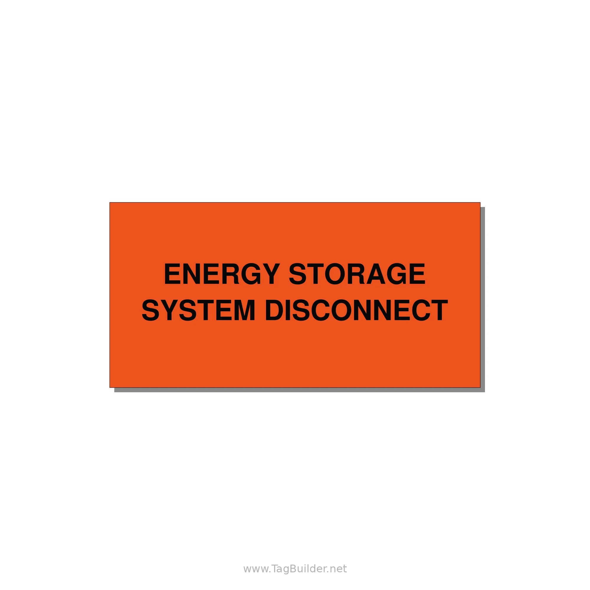 6.0x3.0" Disconnect Switch Label - ENERGY STORAGE SYSTEM DIS — 6x3" Black on Orange, Adhesive