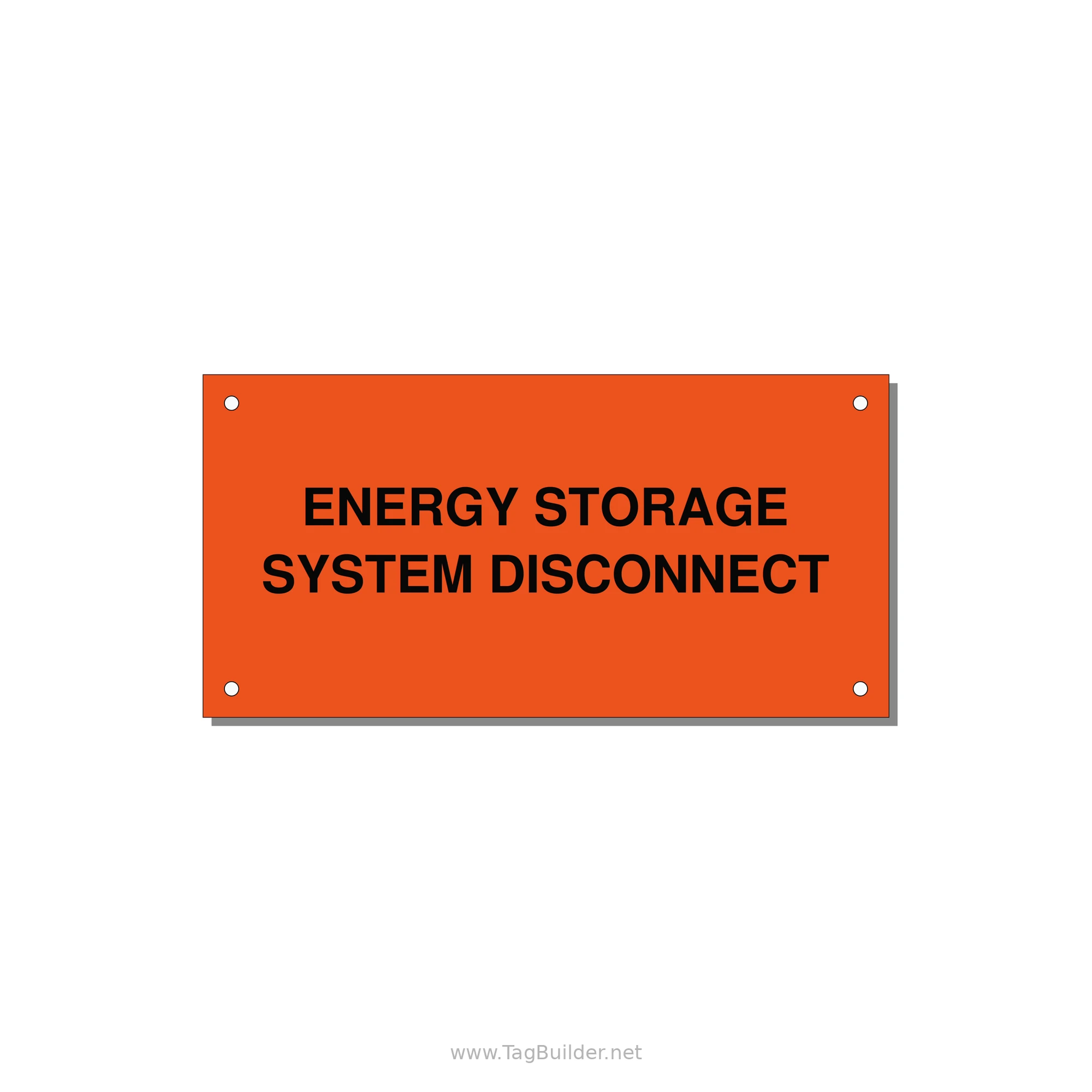 6.0x3.0" Disconnect Switch Label - ENERGY STORAGE SYSTEM DIS — 6x3" Black on Orange, Holes