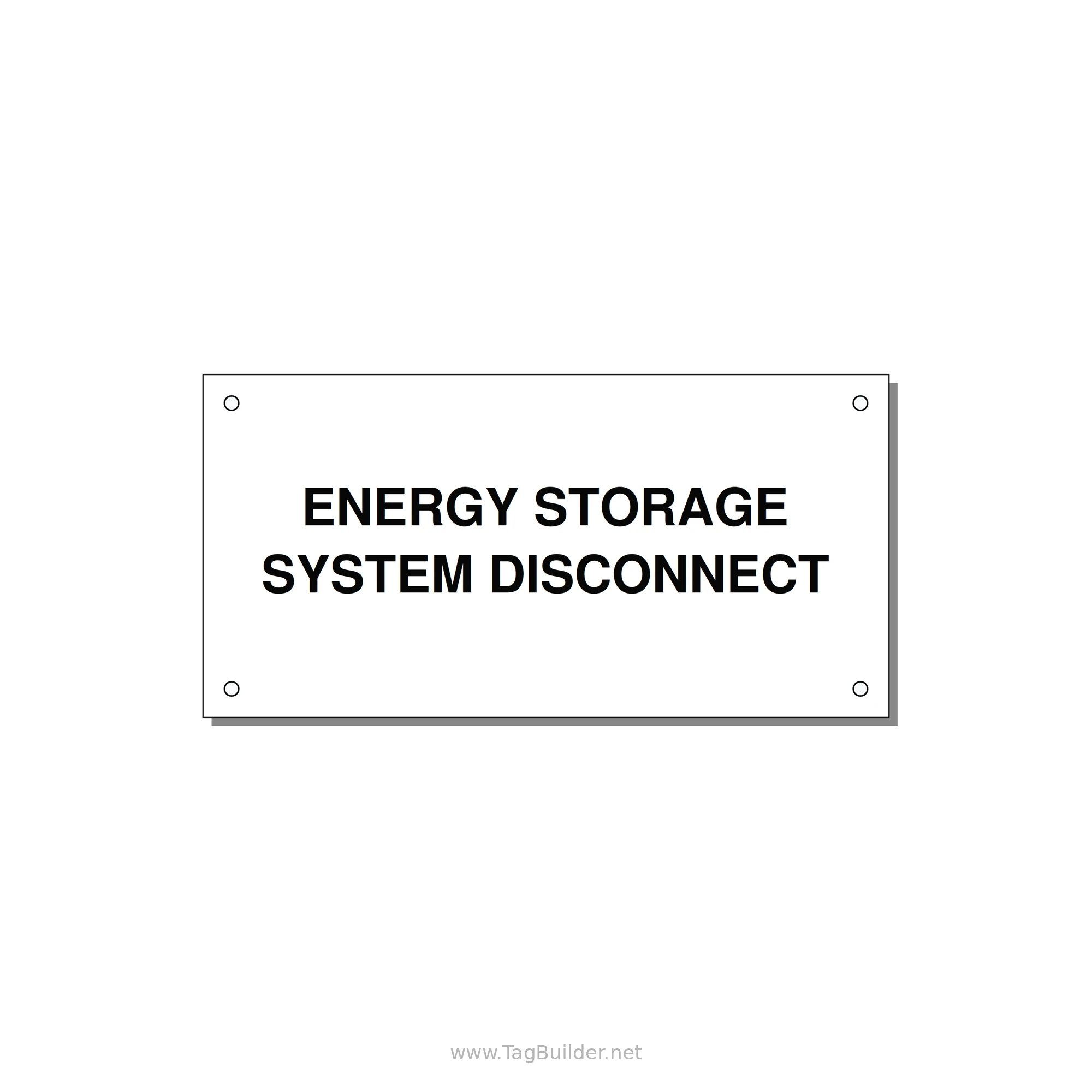 6.0x3.0" Disconnect Switch Label - ENERGY STORAGE SYSTEM DIS — 6x3" Black on White, Holes