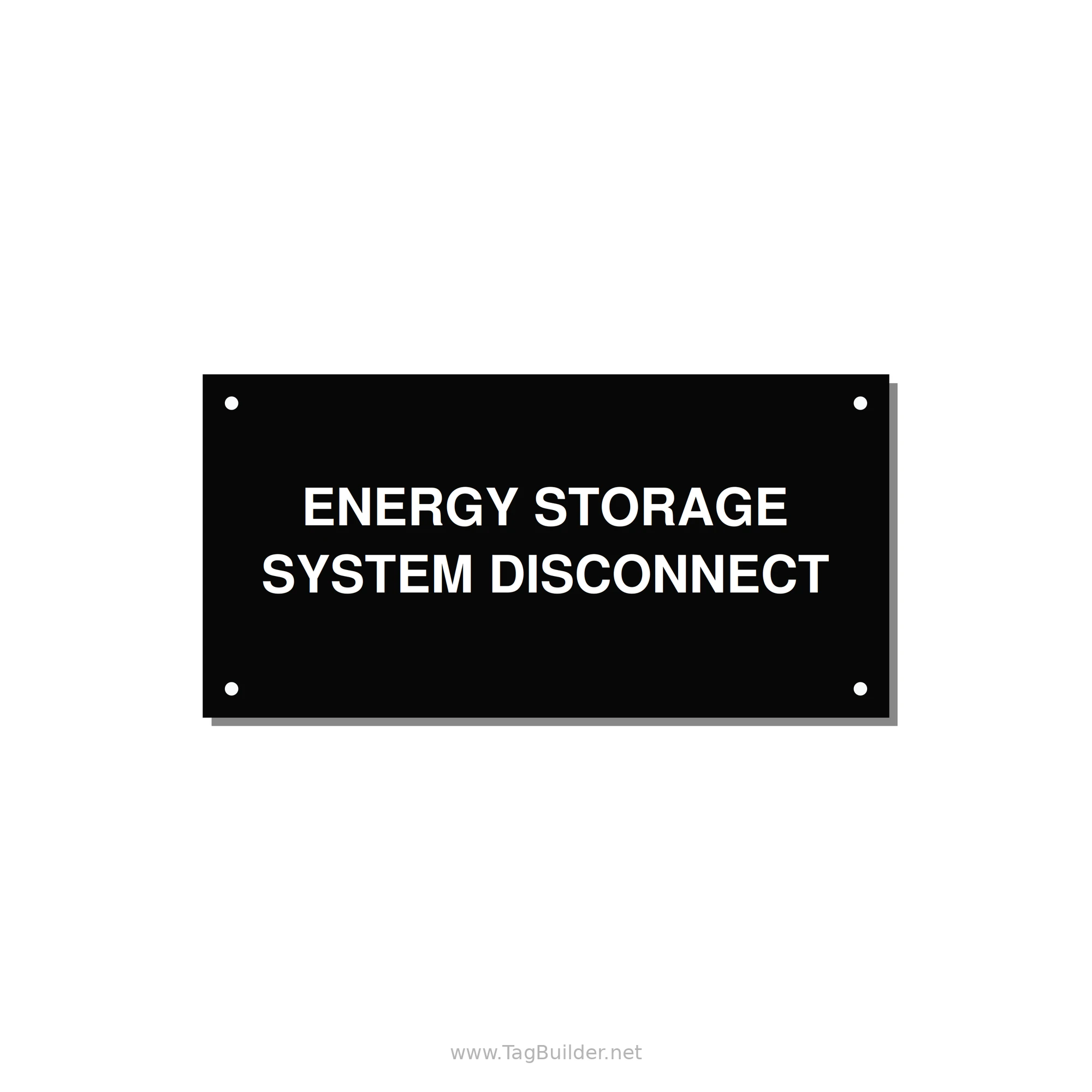 6.0x3.0" Disconnect Switch Label - ENERGY STORAGE SYSTEM DIS — 6x3" White on Black, Holes