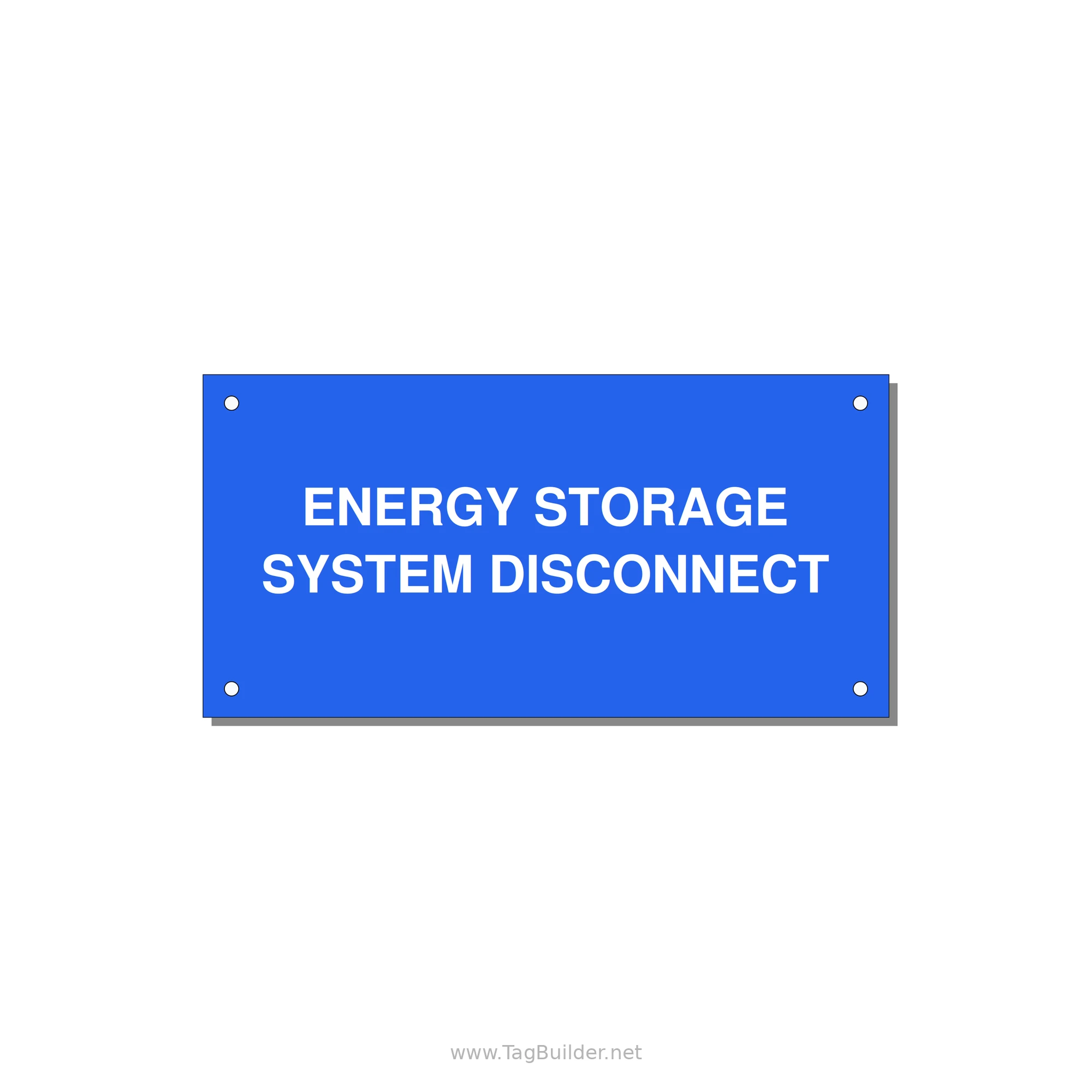 6.0x3.0" Disconnect Switch Label - ENERGY STORAGE SYSTEM DIS — 6x3" White on Blue, Holes