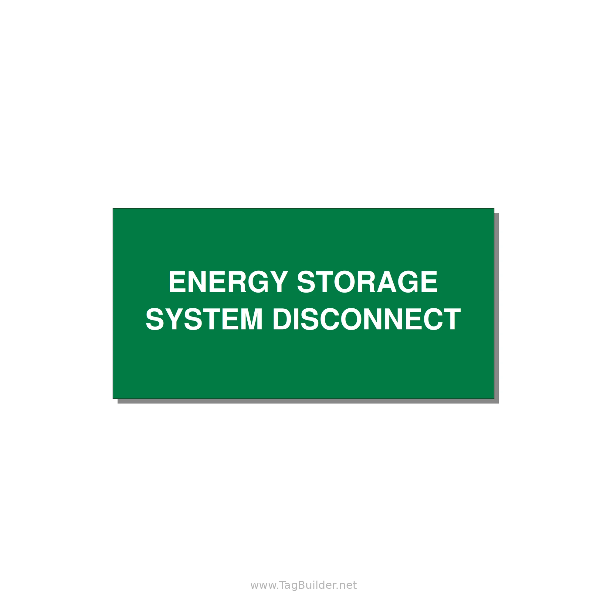 6.0x3.0" Disconnect Switch Label - ENERGY STORAGE SYSTEM DIS — 6x3" White on Green, Adhesive