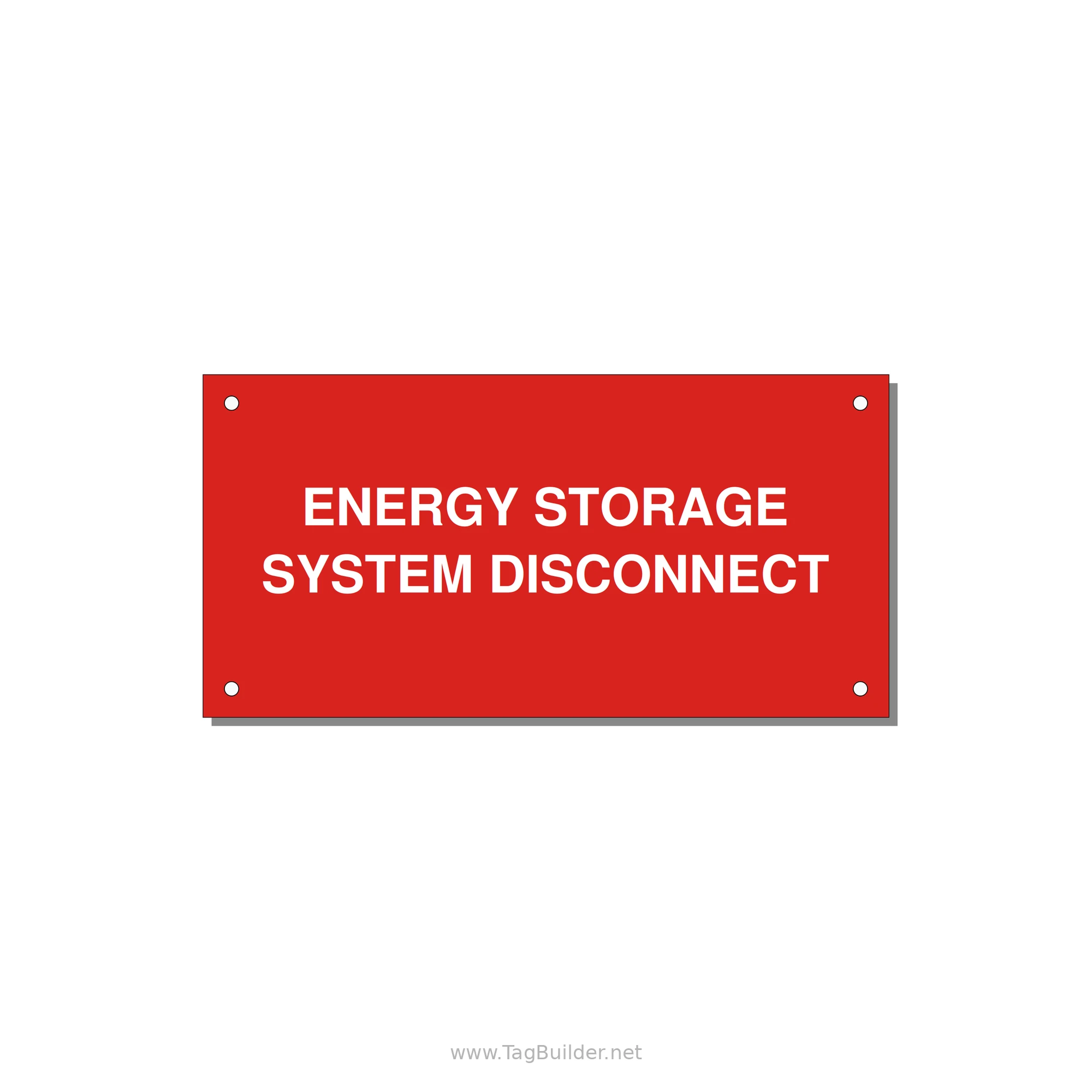 6.0x3.0" Disconnect Switch Label - ENERGY STORAGE SYSTEM DIS — 6x3" White on Red, Holes