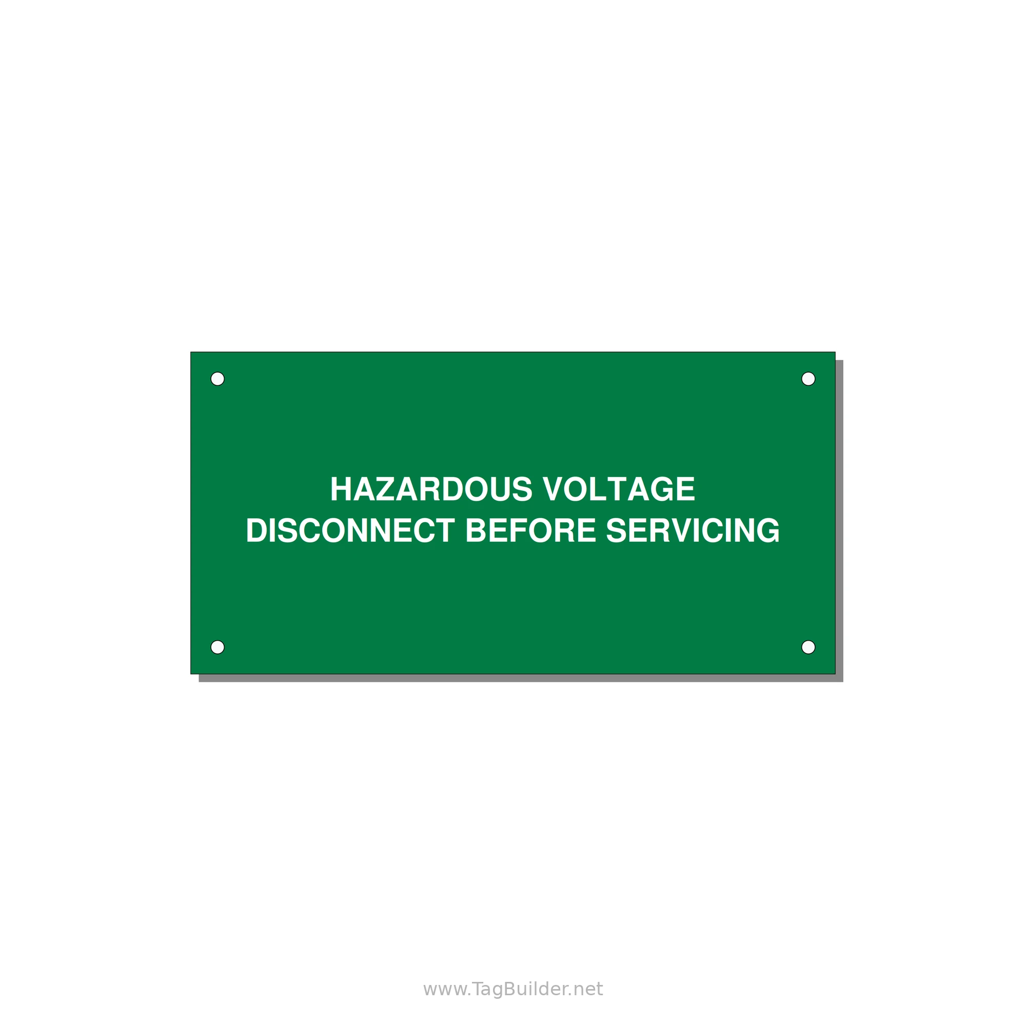 6.0x3.0" Disconnect Switch Label - HAZARDOUS VOLTAGE DISCONN — 6x3" White on Green, Holes