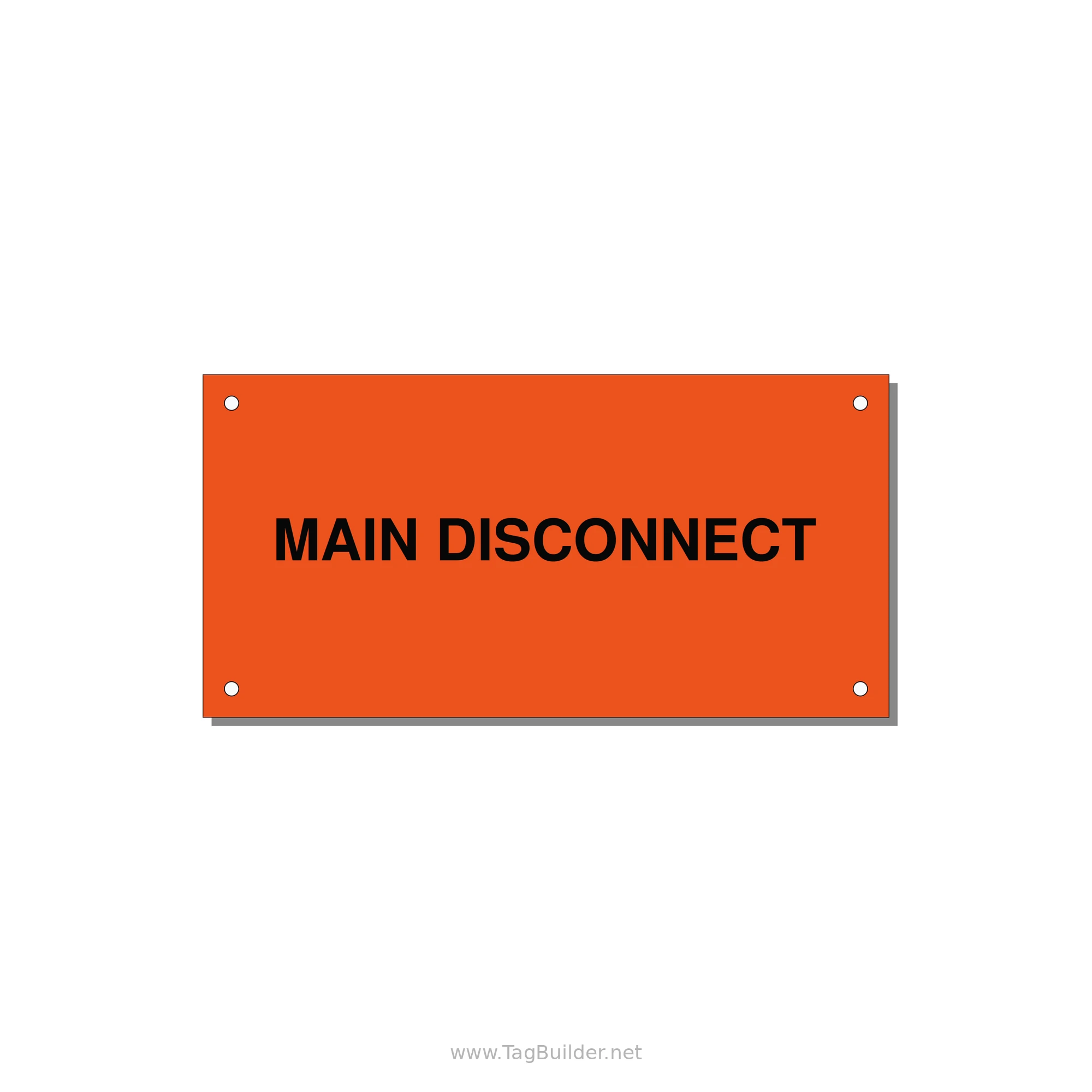 6.0x3.0" Disconnect Switch Label - MAIN DISCONNECT — 6x3" Black on Orange, Holes