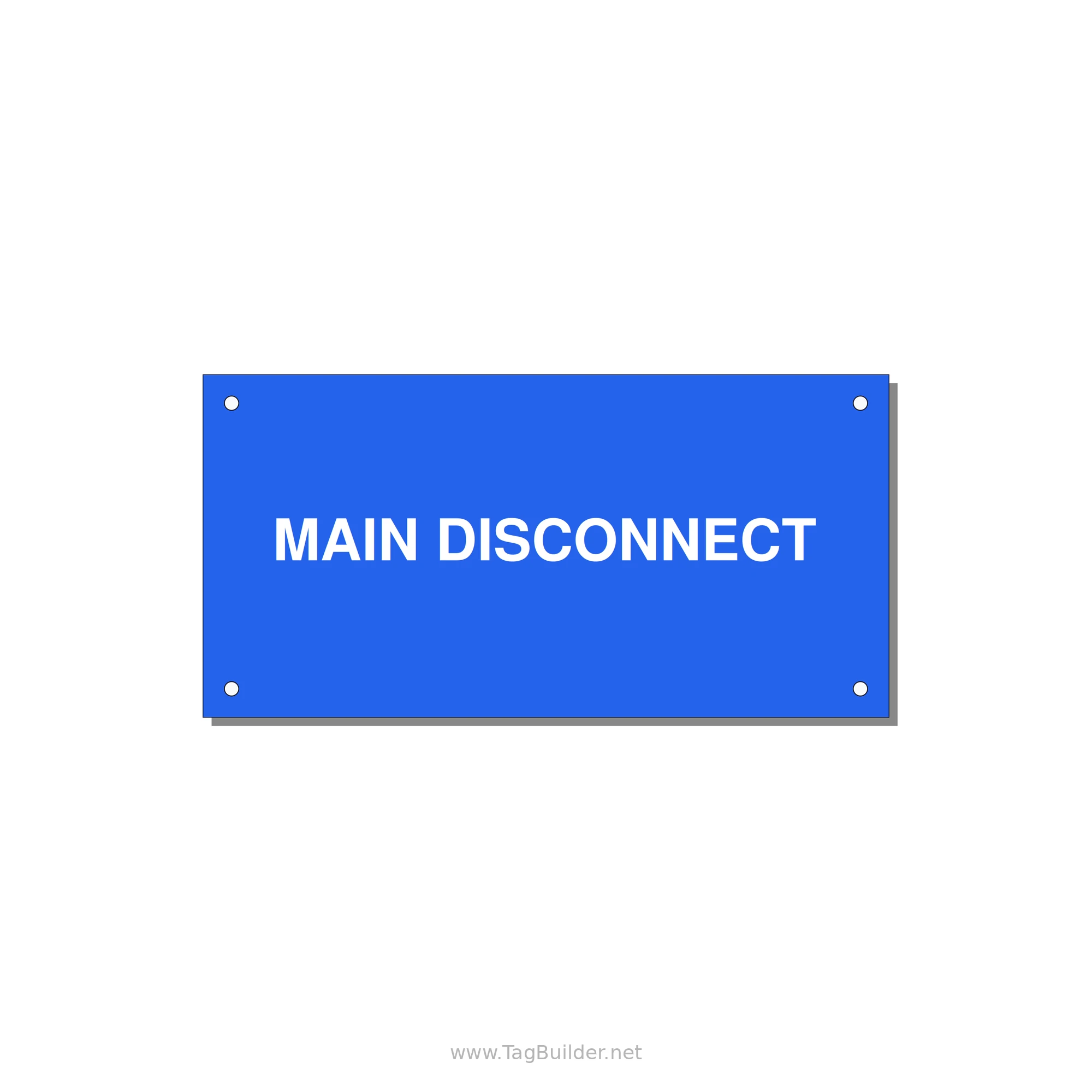 6.0x3.0" Disconnect Switch Label - MAIN DISCONNECT — 6x3" White on Blue, Holes