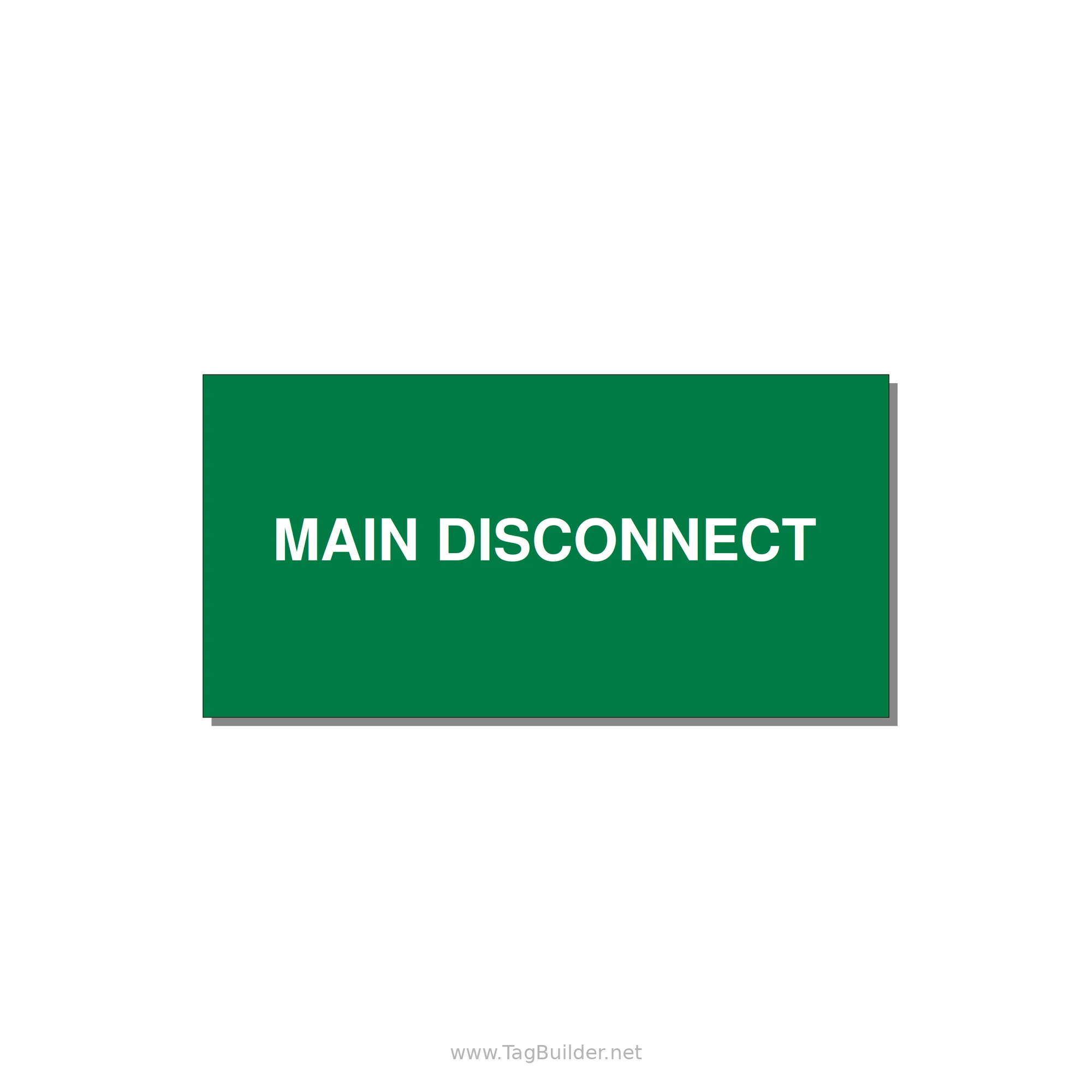 6.0x3.0" Disconnect Switch Label - MAIN DISCONNECT — 6x3" White on Green, Adhesive