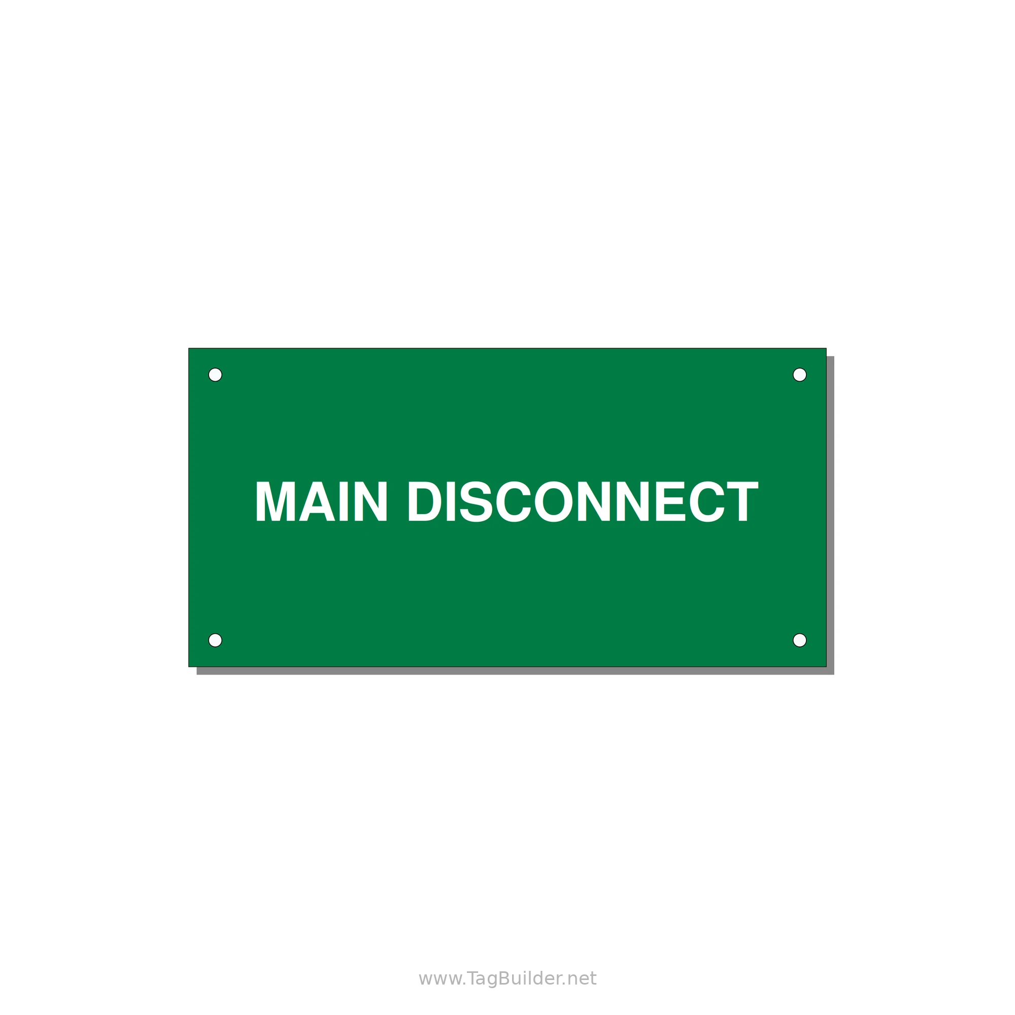 6.0x3.0" Disconnect Switch Label - MAIN DISCONNECT — 6x3" White on Green, Holes