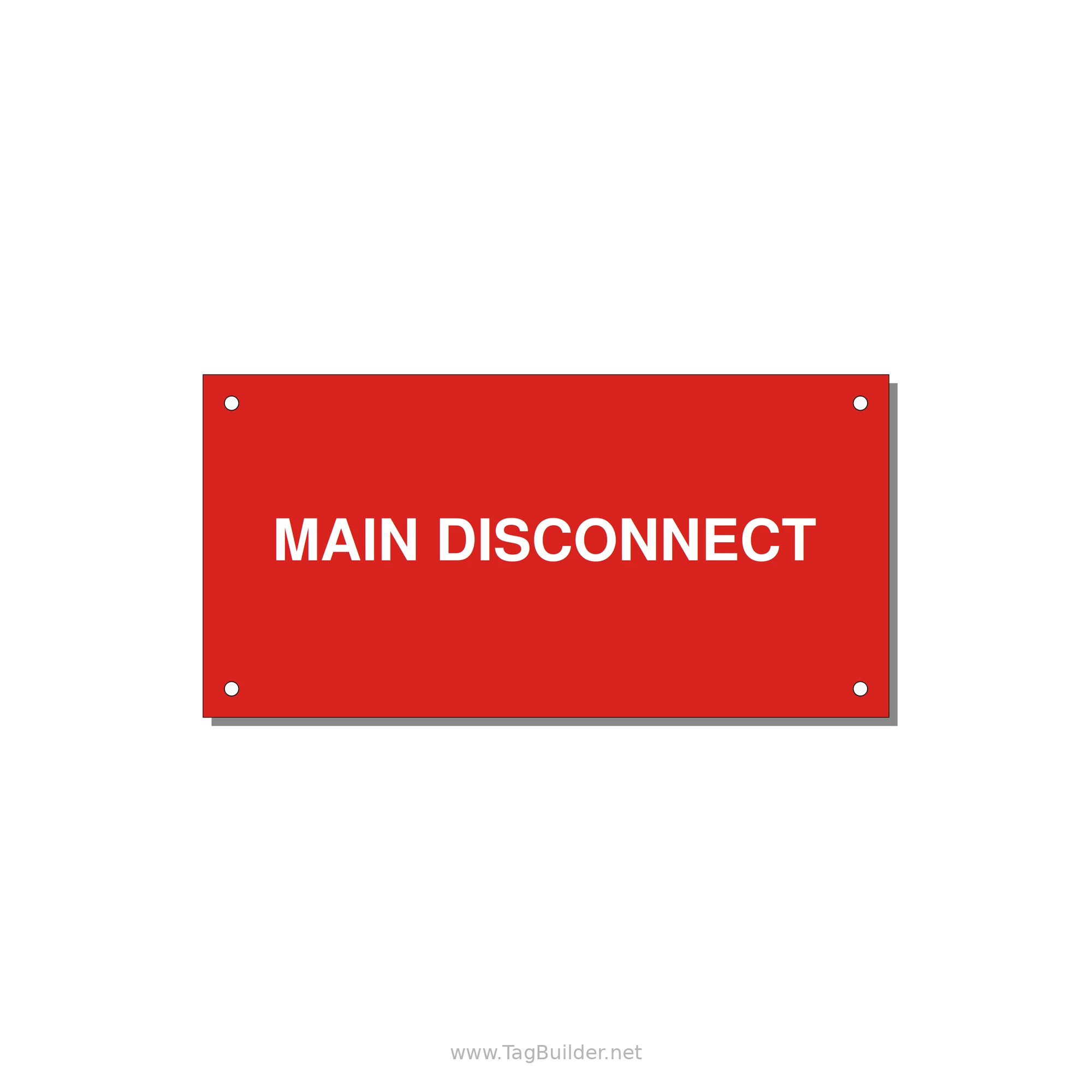 6.0x3.0" Disconnect Switch Label - MAIN DISCONNECT — 6x3" White on Red, Holes