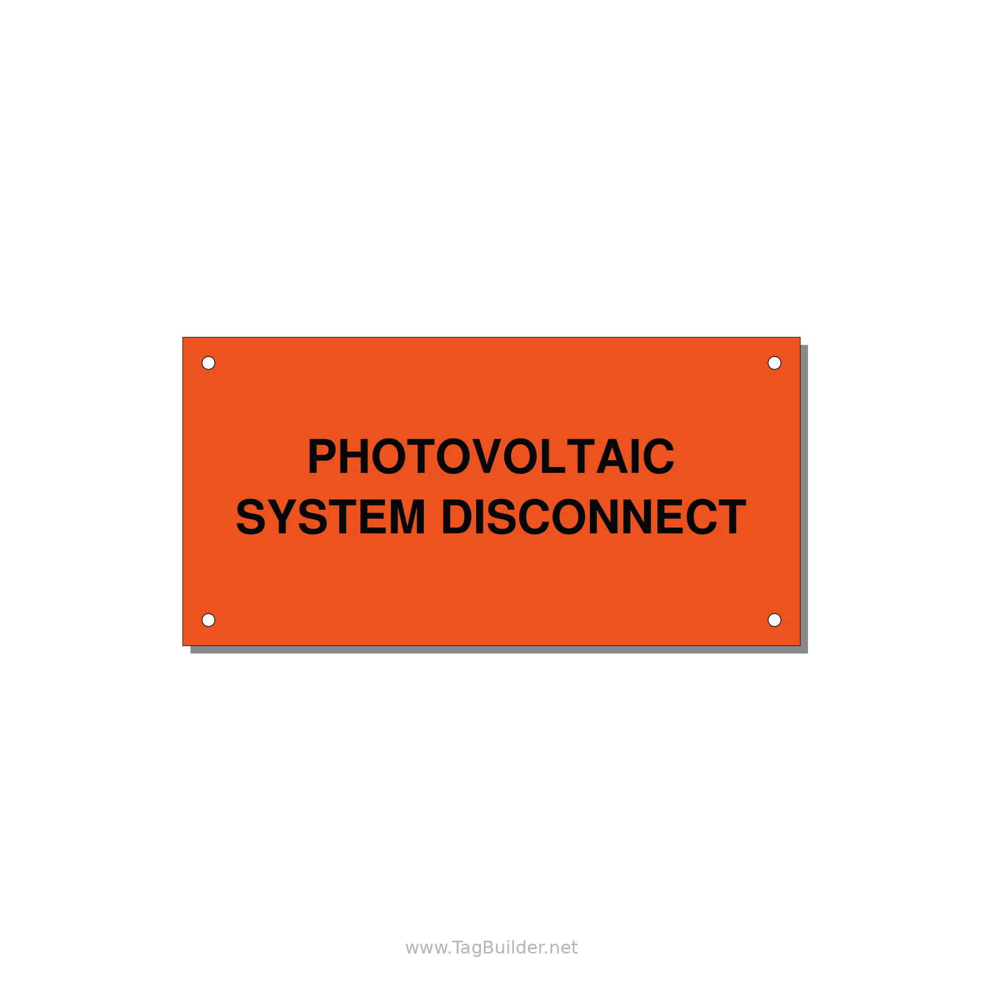 6.0x3.0" Disconnect Switch Label - PHOTOVOLTAIC SYSTEM DISCO — 6x3" Black on Orange, Holes