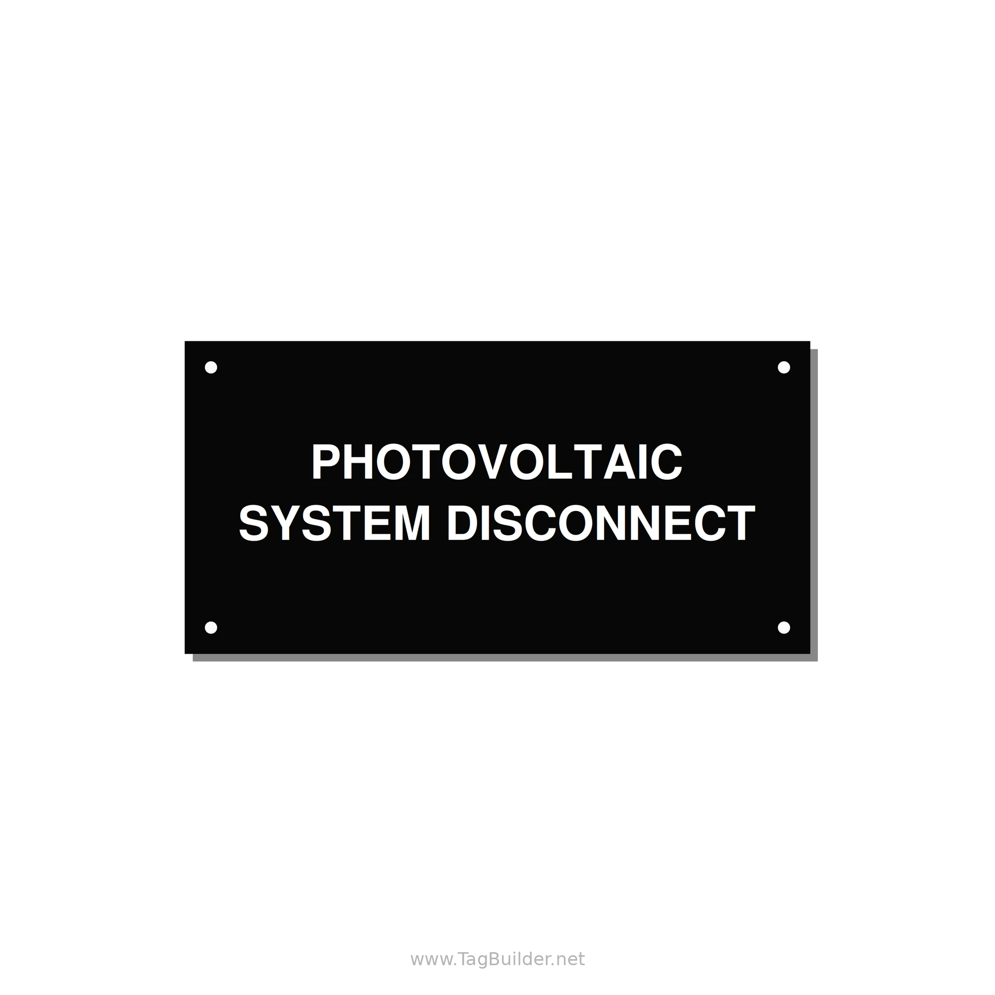 6.0x3.0" Disconnect Switch Label - PHOTOVOLTAIC SYSTEM DISCO — 6x3" White on Black, Holes