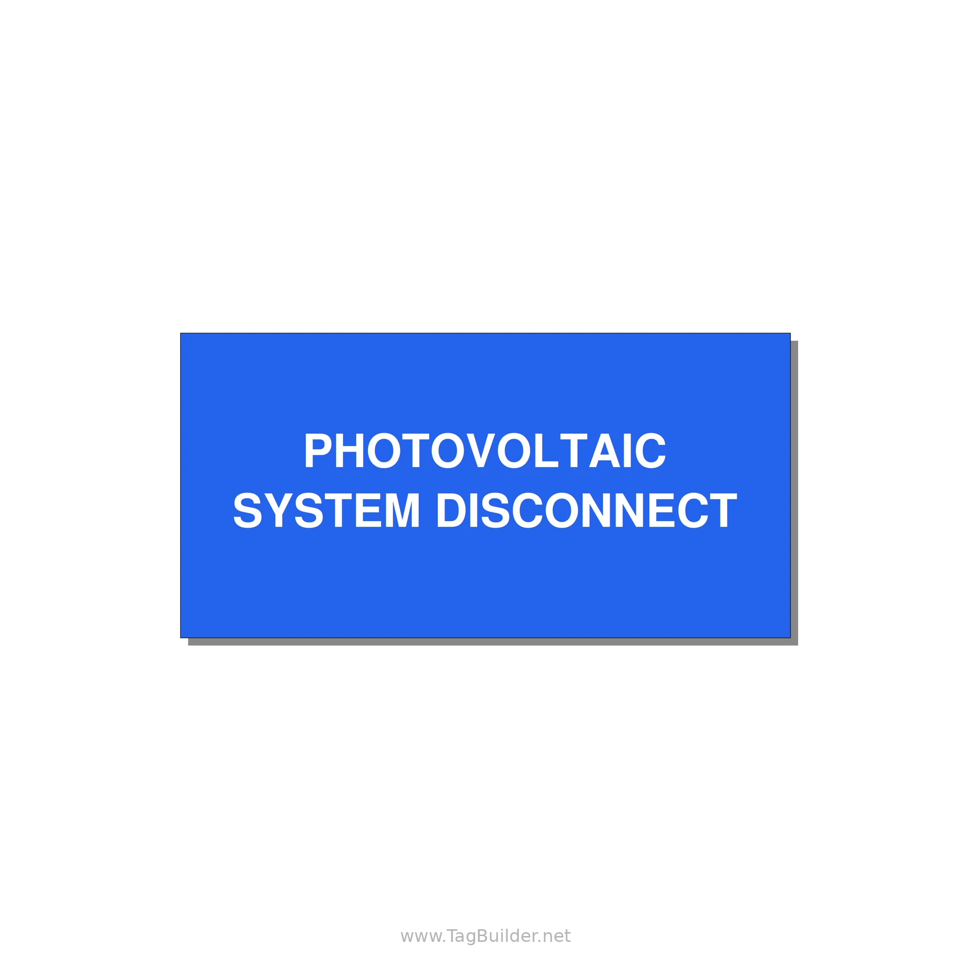 6.0x3.0" Disconnect Switch Label - PHOTOVOLTAIC SYSTEM DISCO — 6x3" White on Blue, Adhesive