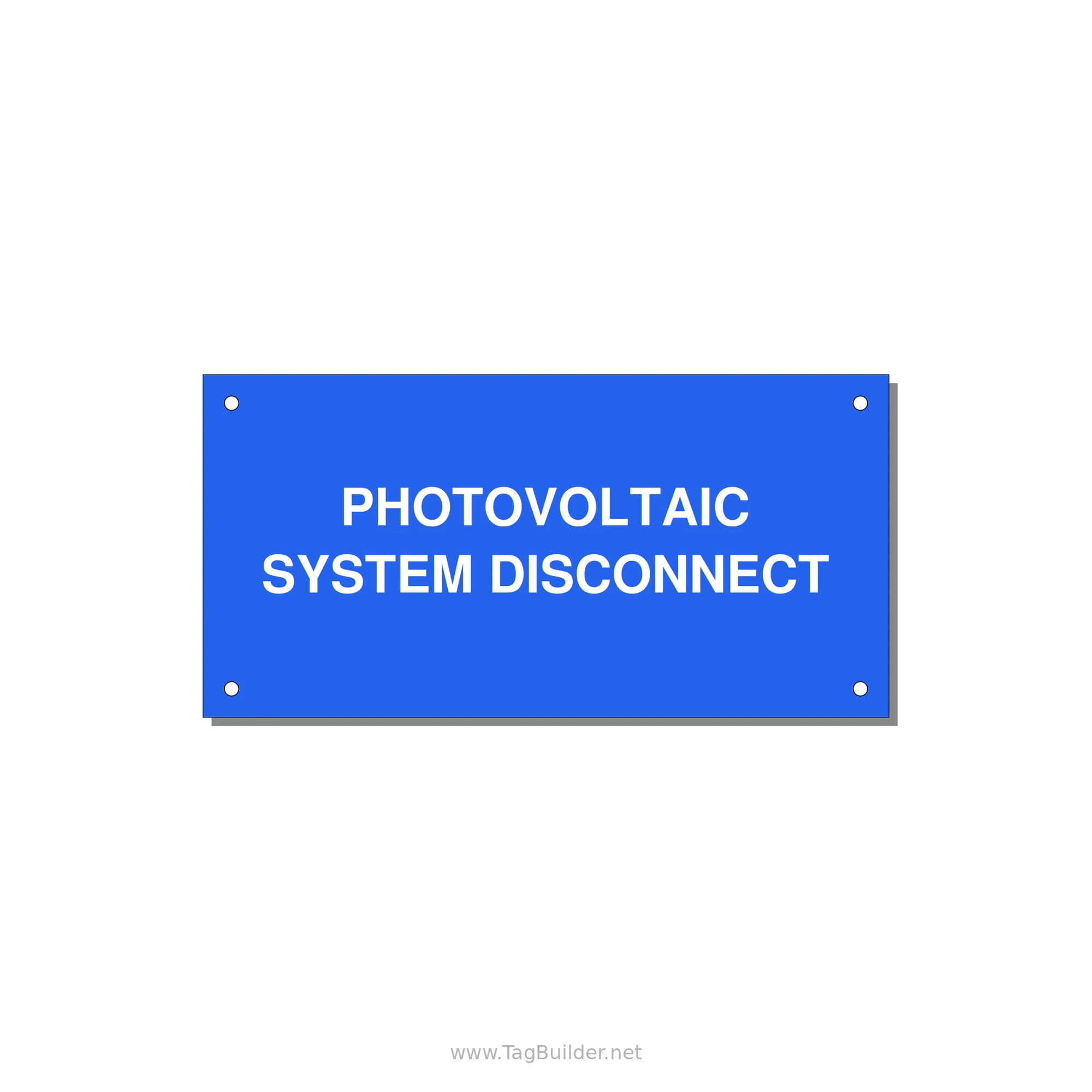 6.0x3.0" Disconnect Switch Label - PHOTOVOLTAIC SYSTEM DISCO — 6x3" White on Blue, Holes
