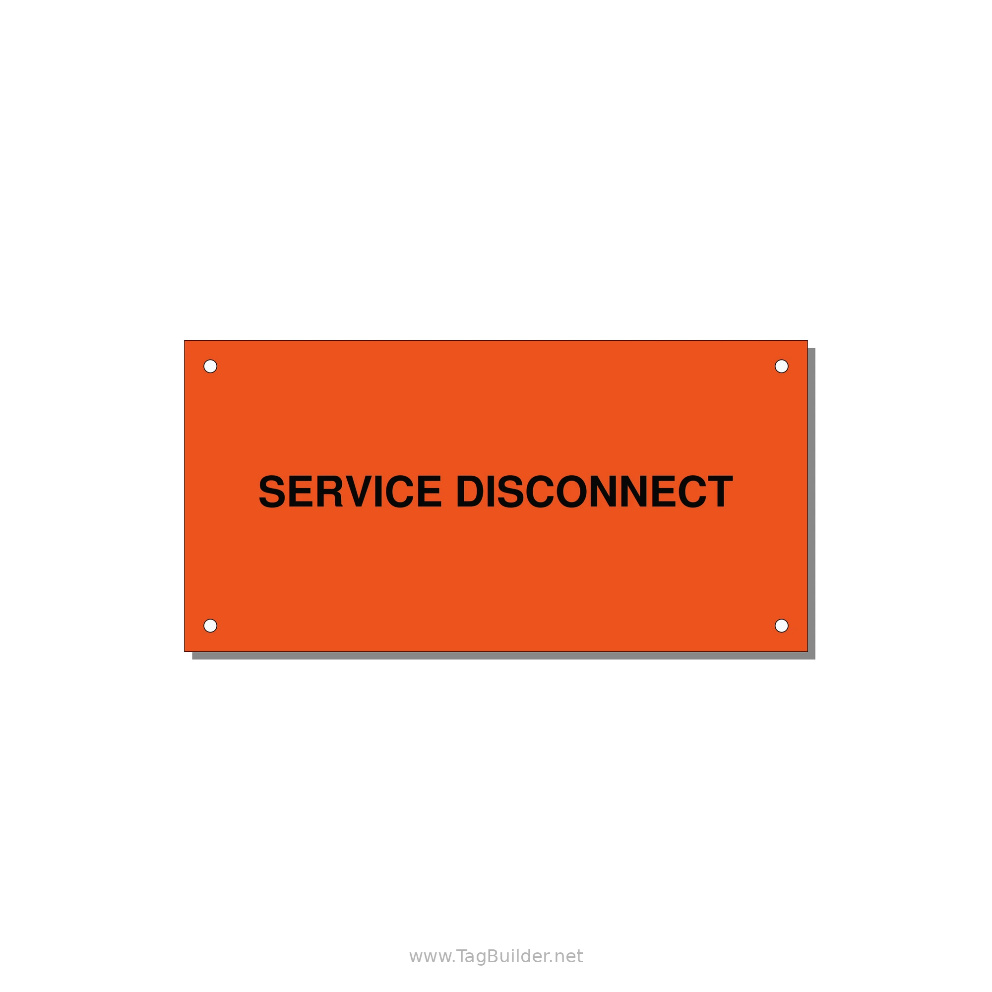 6.0x3.0" Disconnect Switch Label - SERVICE DISCONNECT — 6x3" Black on Orange, Holes