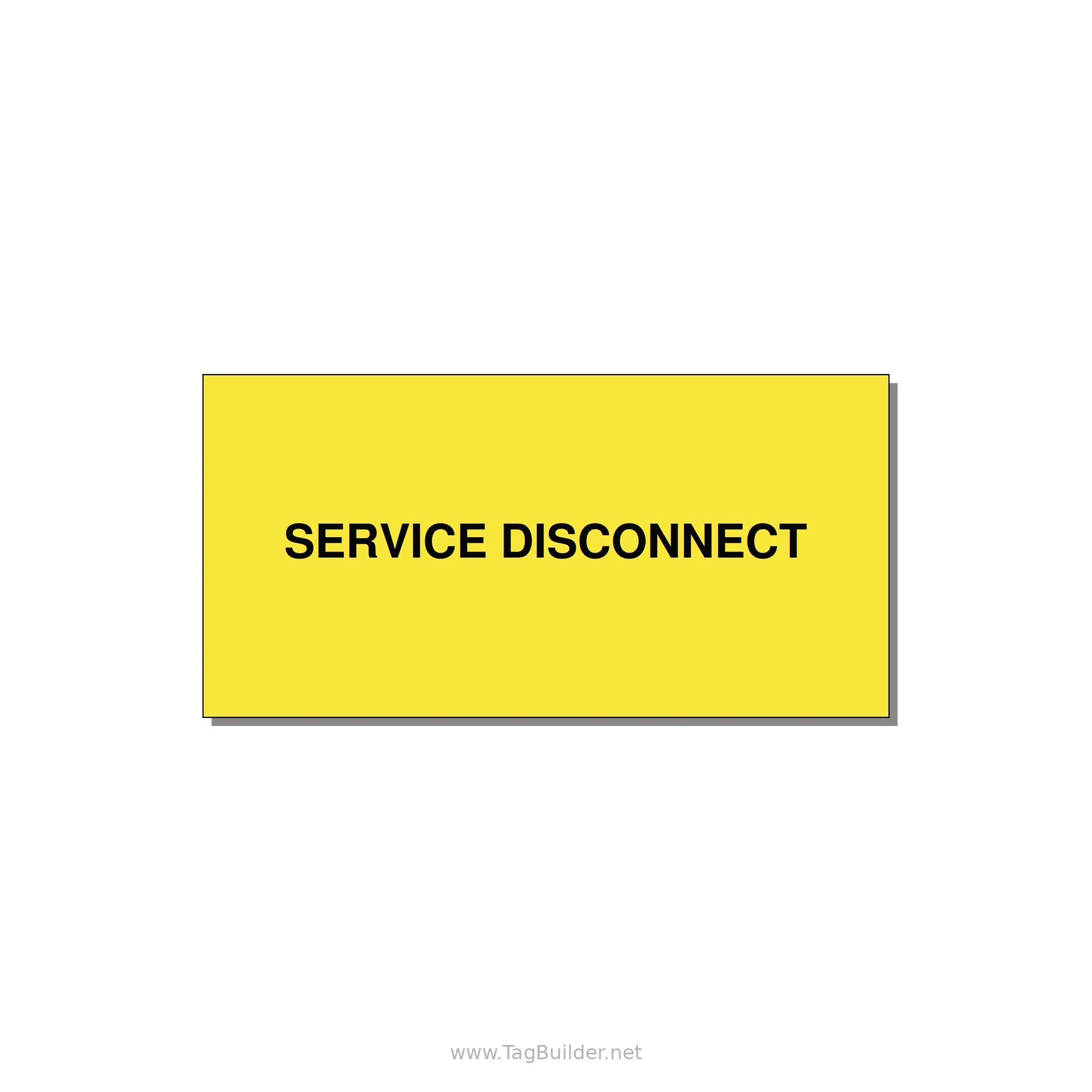 6.0x3.0" Disconnect Switch Label - SERVICE DISCONNECT — 6x3" Black on Yellow, Adhesive