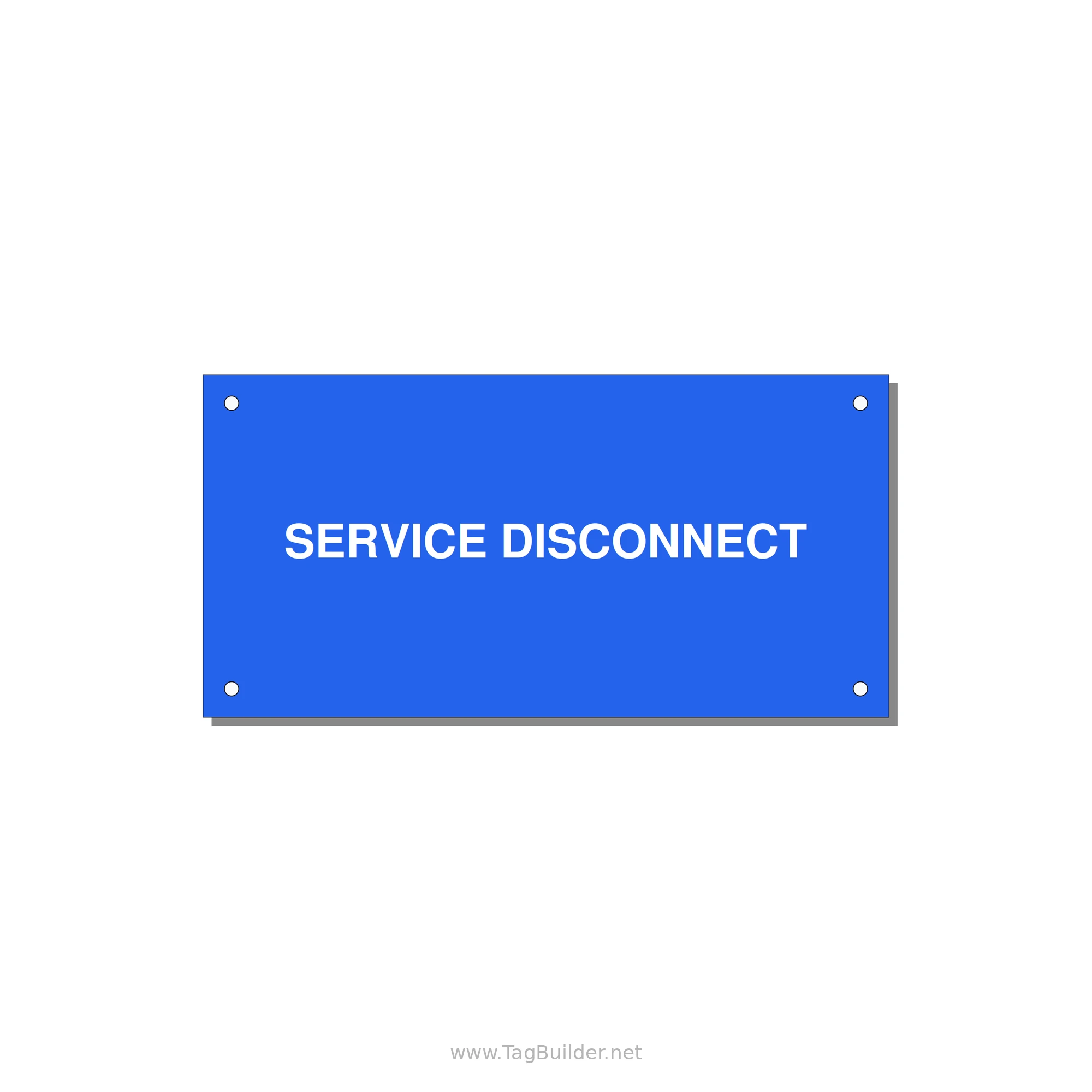 6.0x3.0" Disconnect Switch Label - SERVICE DISCONNECT — 6x3" White on Blue, Holes