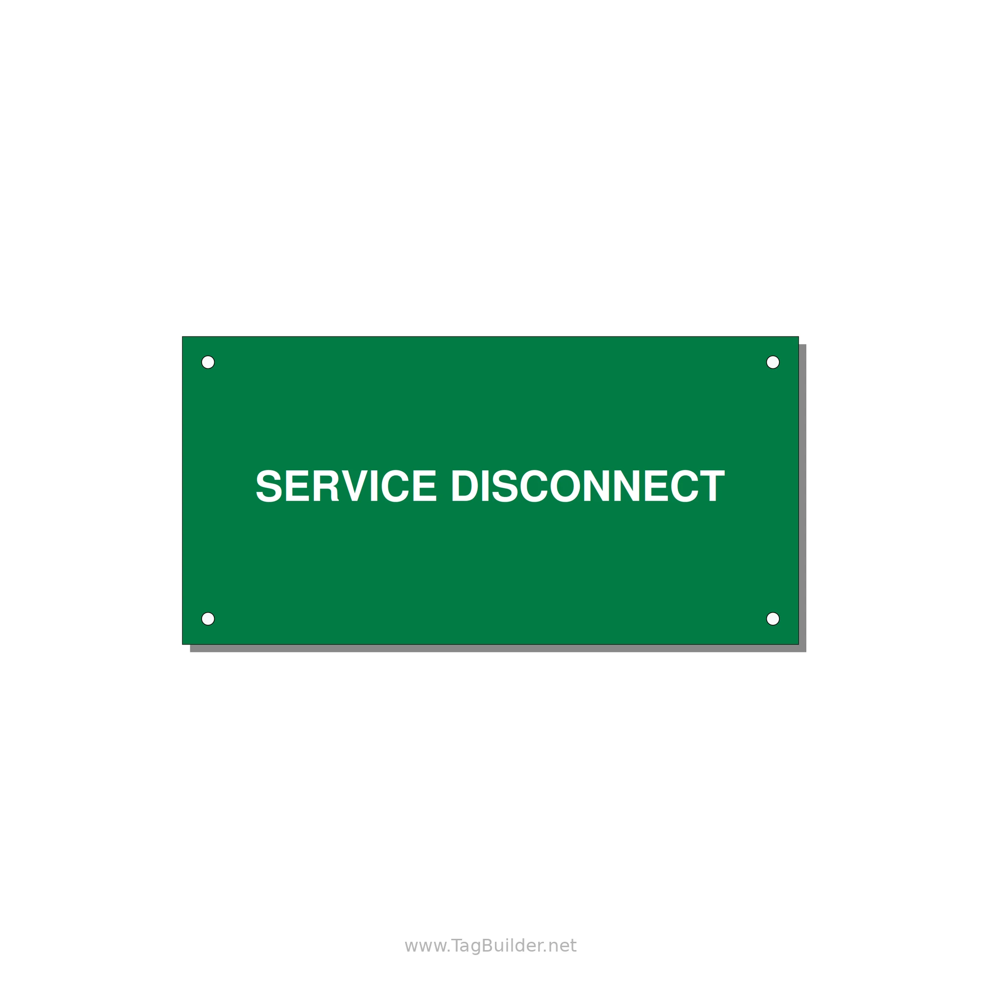 6.0x3.0" Disconnect Switch Label - SERVICE DISCONNECT — 6x3" White on Green, Holes