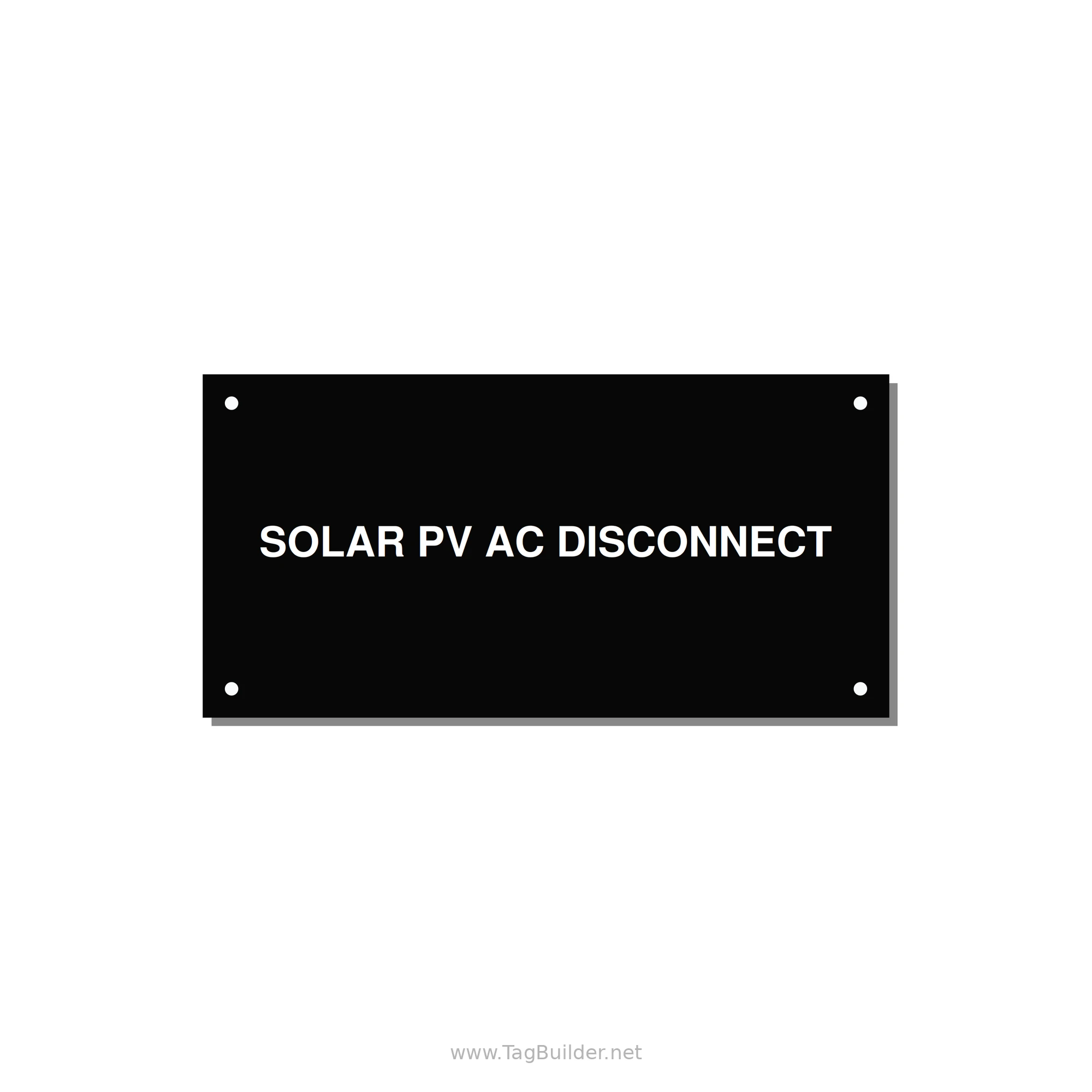 6.0x3.0" Disconnect Switch Label - SOLAR PV AC DISCONNECT — 6x3" White on Black, Holes