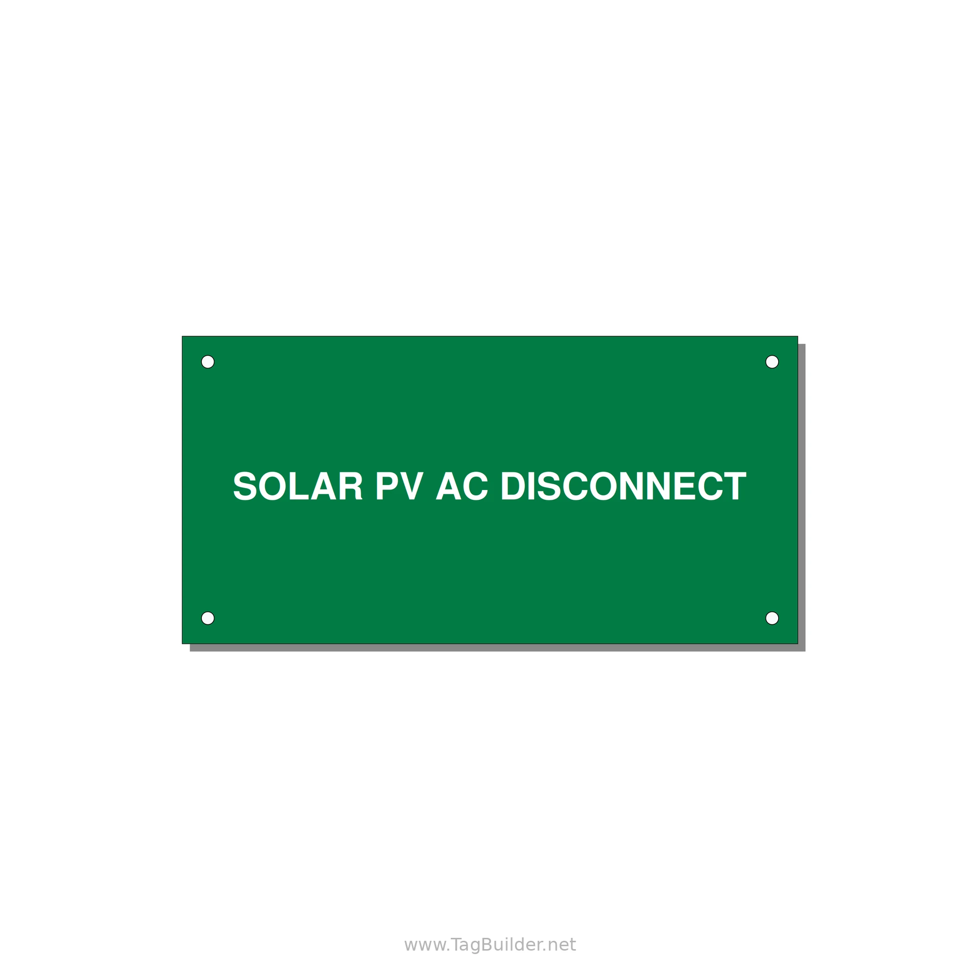 6.0x3.0" Disconnect Switch Label - SOLAR PV AC DISCONNECT — 6x3" White on Green, Holes