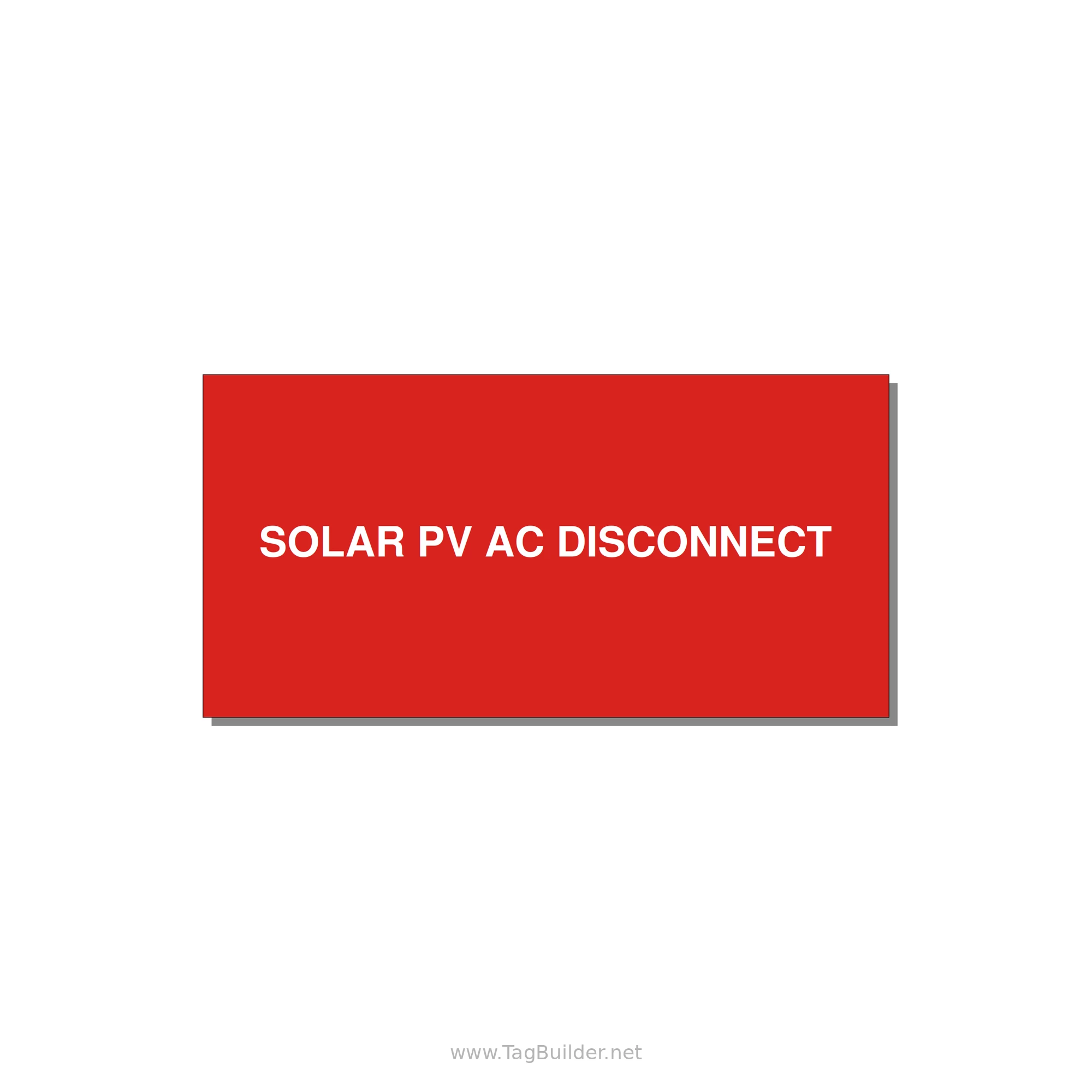 6.0x3.0" Disconnect Switch Label - SOLAR PV AC DISCONNECT — 6x3" White on Red, Adhesive