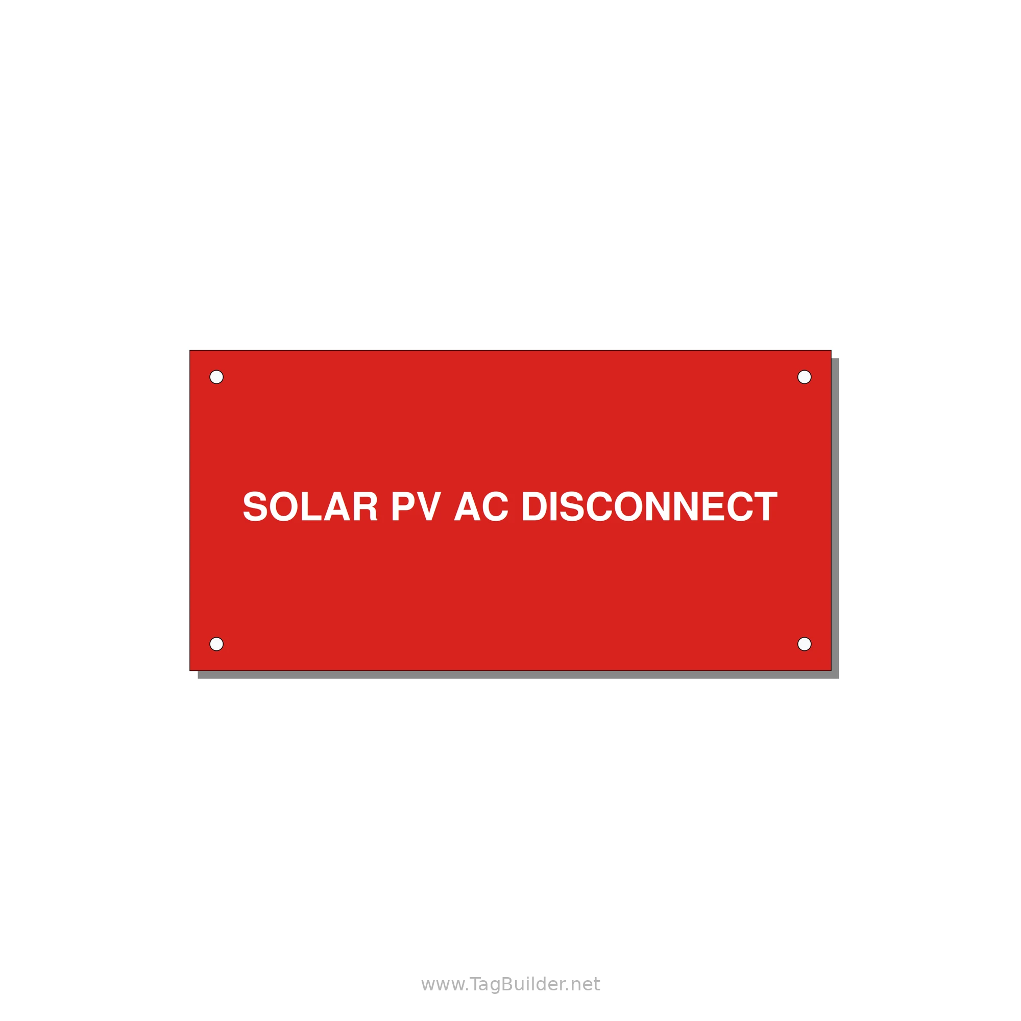 6.0x3.0" Disconnect Switch Label - SOLAR PV AC DISCONNECT — 6x3" White on Red, Holes