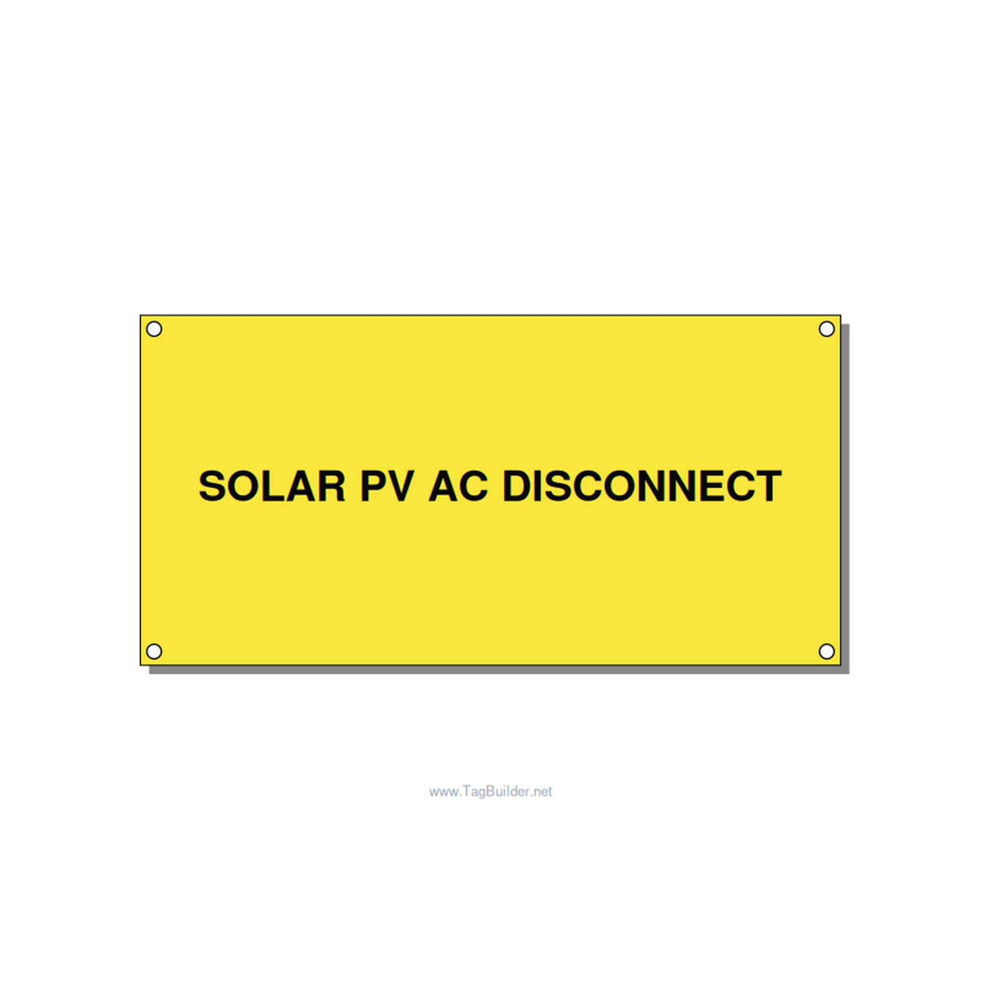 6.0x3.0" Disconnect Switch Label - SOLAR PV AC DISCONNECT, Black/Yellow, Holes