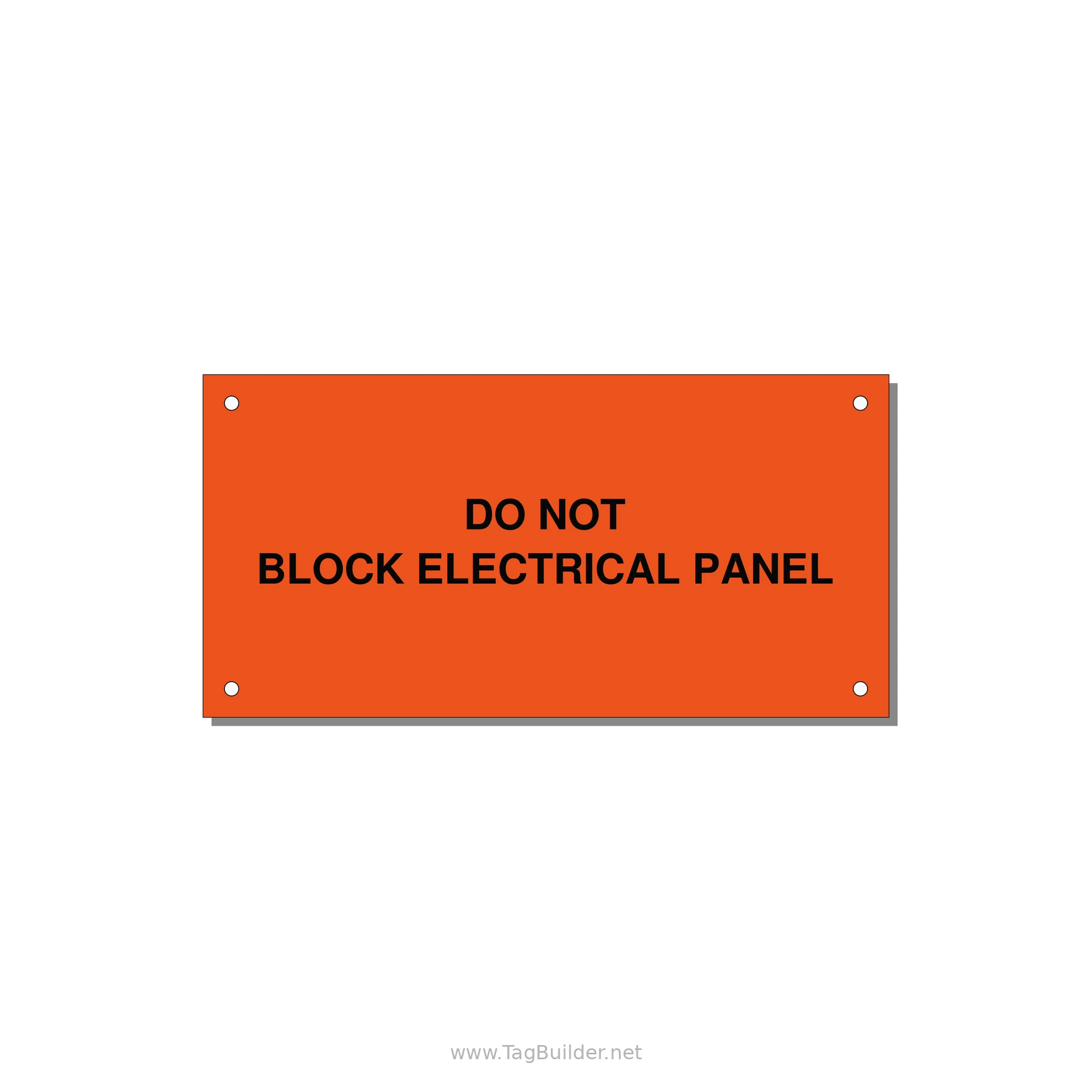 6.0x3.0" Electrical Safety Label - DO NOT BLOCK ELECTRICAL P — 6x3" Black on Orange, Holes