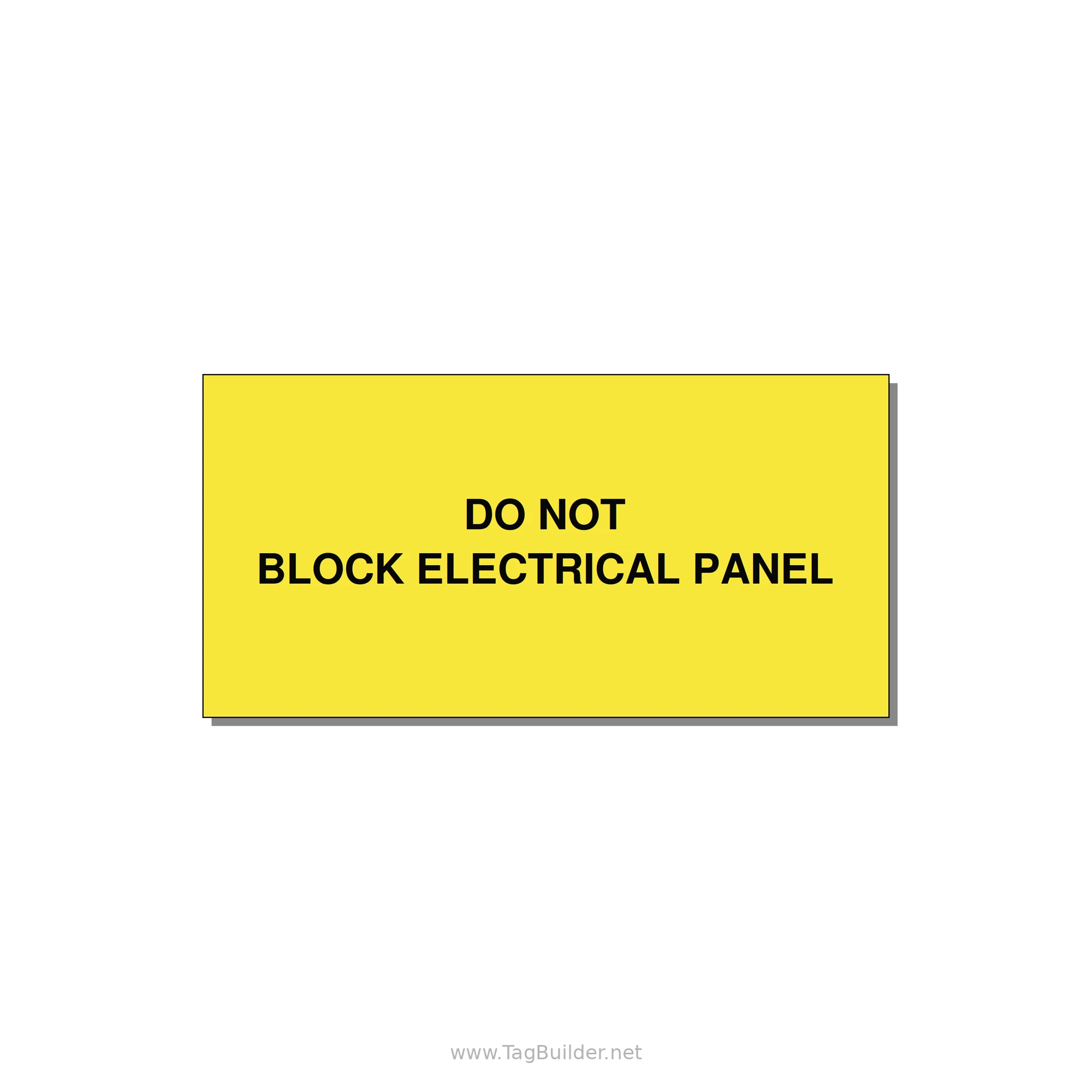 6.0x3.0" Electrical Safety Label - DO NOT BLOCK ELECTRICAL P — 6x3" Black on Yellow, Adhesive