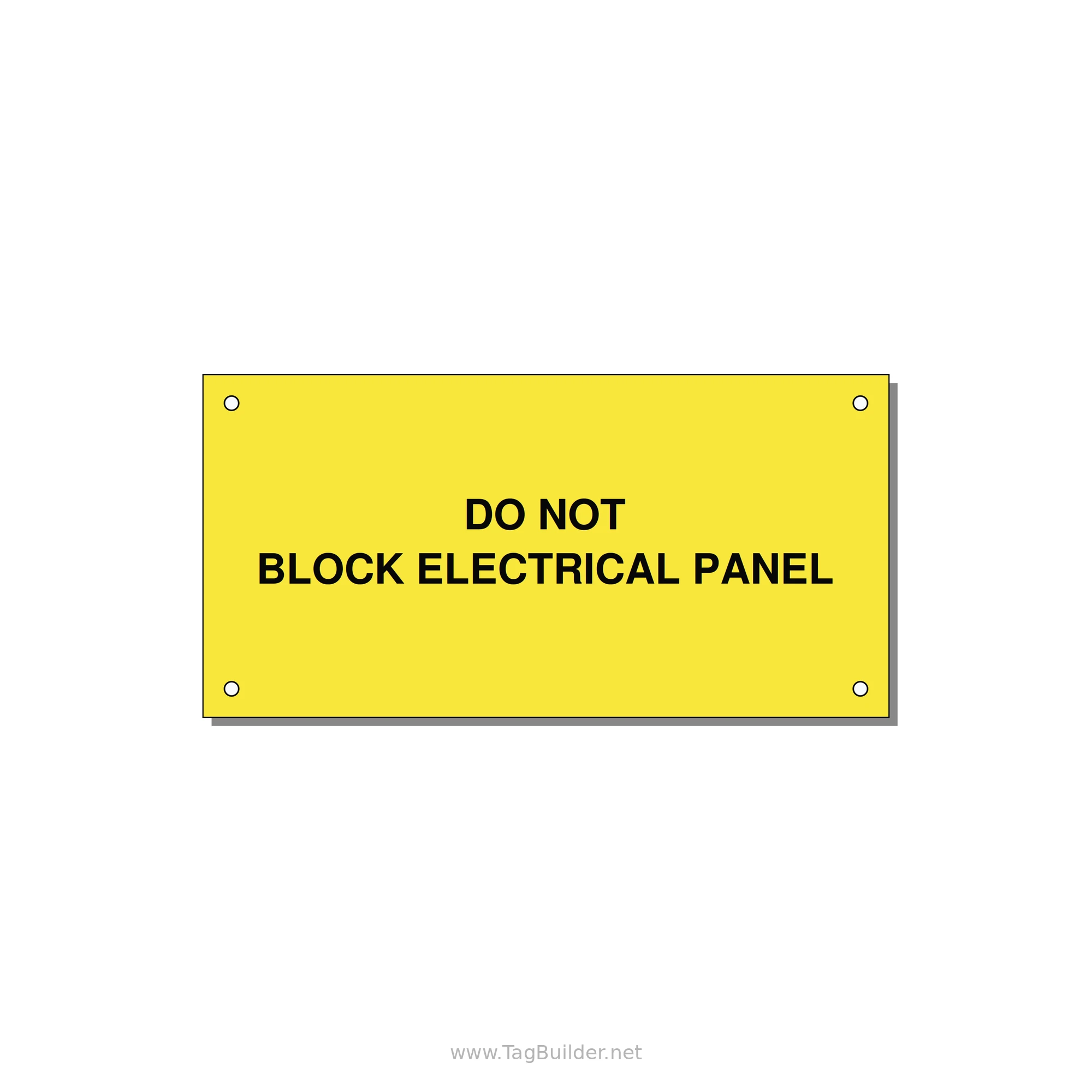 6.0x3.0" Electrical Safety Label - DO NOT BLOCK ELECTRICAL P — 6x3" Black on Yellow, Holes