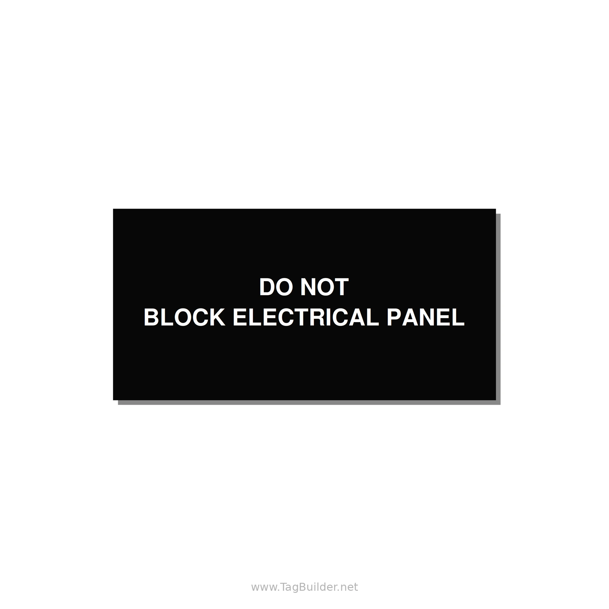 6.0x3.0" Electrical Safety Label - DO NOT BLOCK ELECTRICAL P — 6x3" White on Black, Adhesive