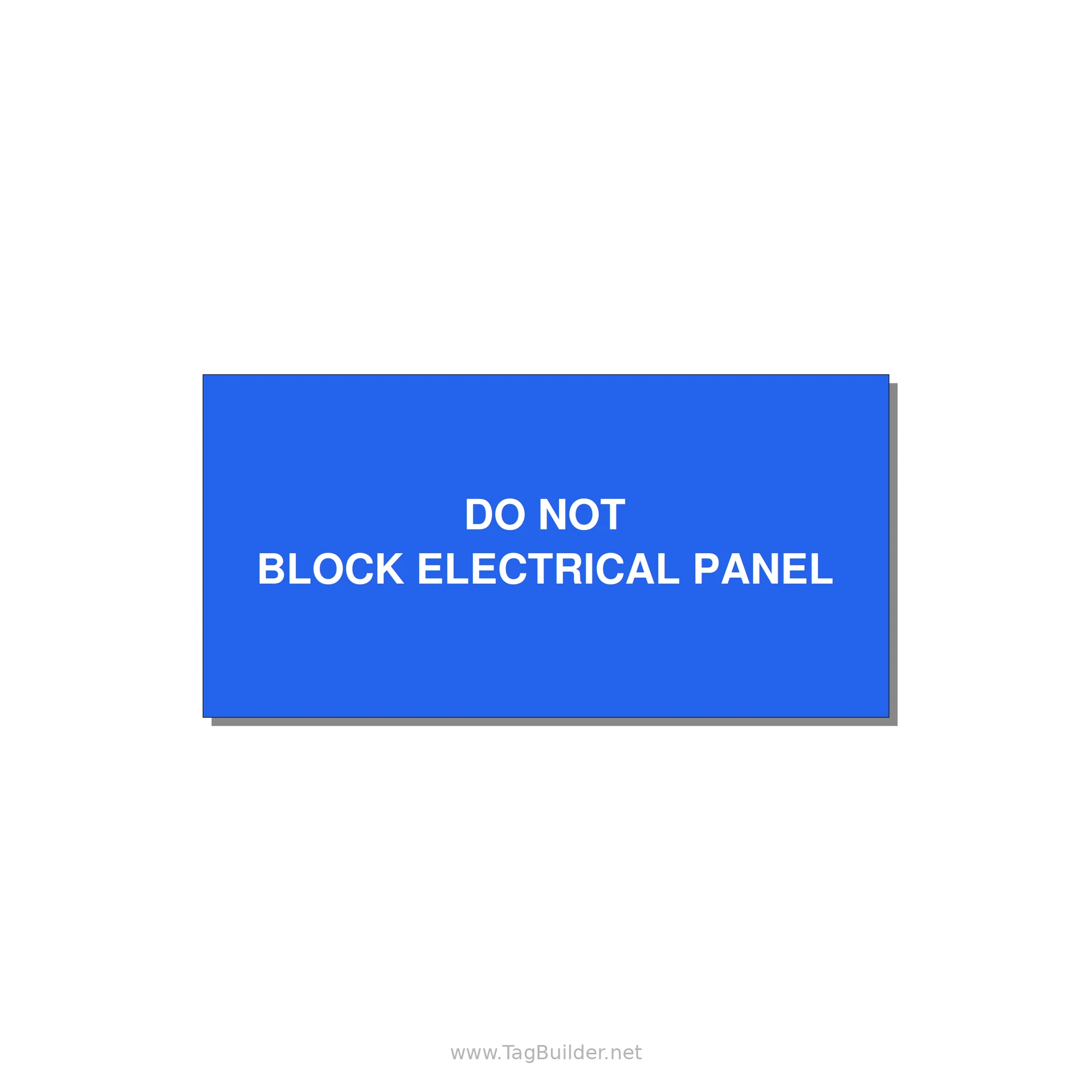 6.0x3.0" Electrical Safety Label - DO NOT BLOCK ELECTRICAL P — 6x3" White on Blue, Adhesive