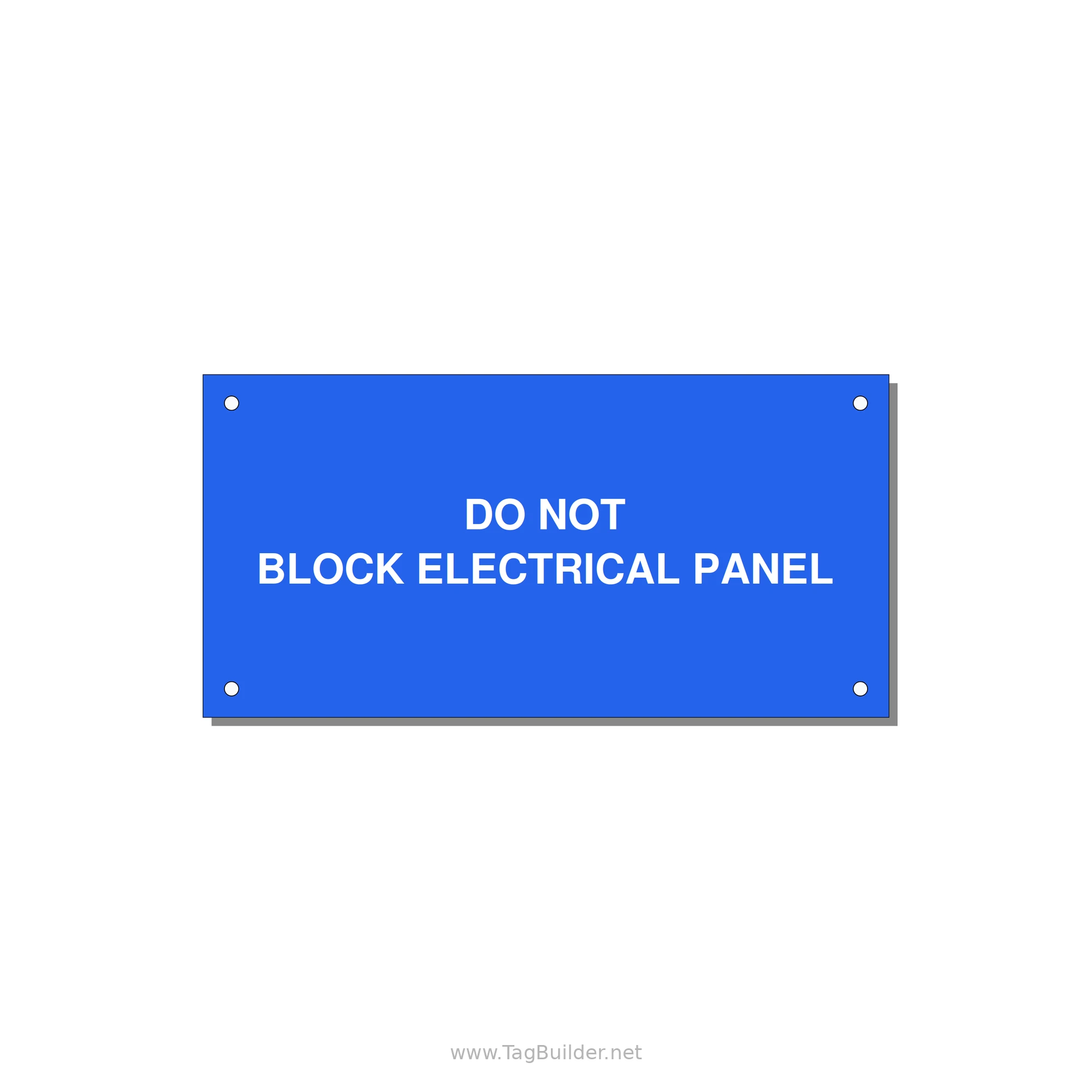 6.0x3.0" Electrical Safety Label - DO NOT BLOCK ELECTRICAL P — 6x3" White on Blue, Holes