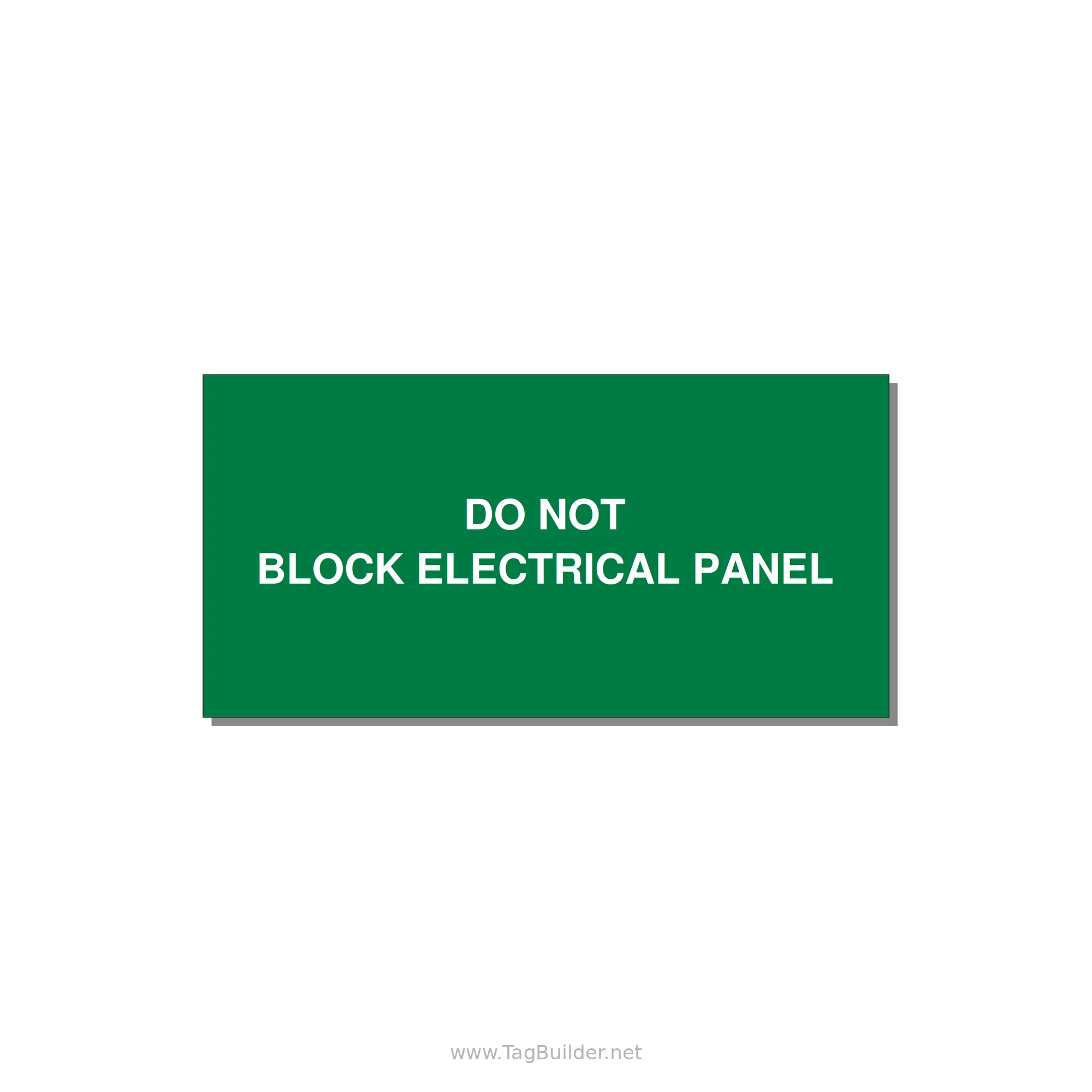 6.0x3.0" Electrical Safety Label - DO NOT BLOCK ELECTRICAL P — 6x3" White on Green, Adhesive