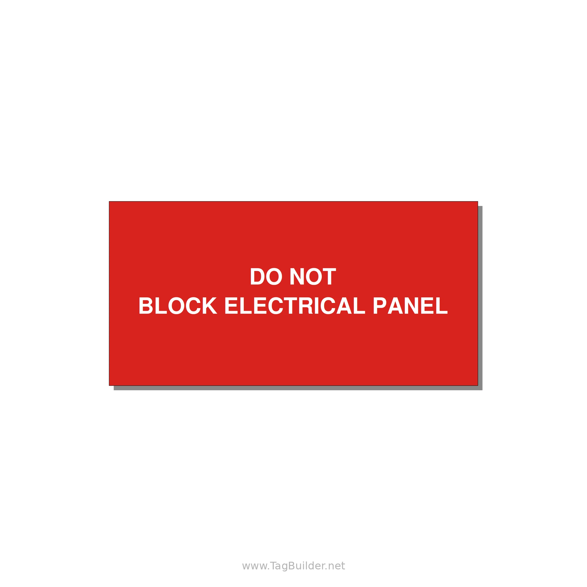 6.0x3.0" Electrical Safety Label - DO NOT BLOCK ELECTRICAL P — 6x3" White on Red, Adhesive