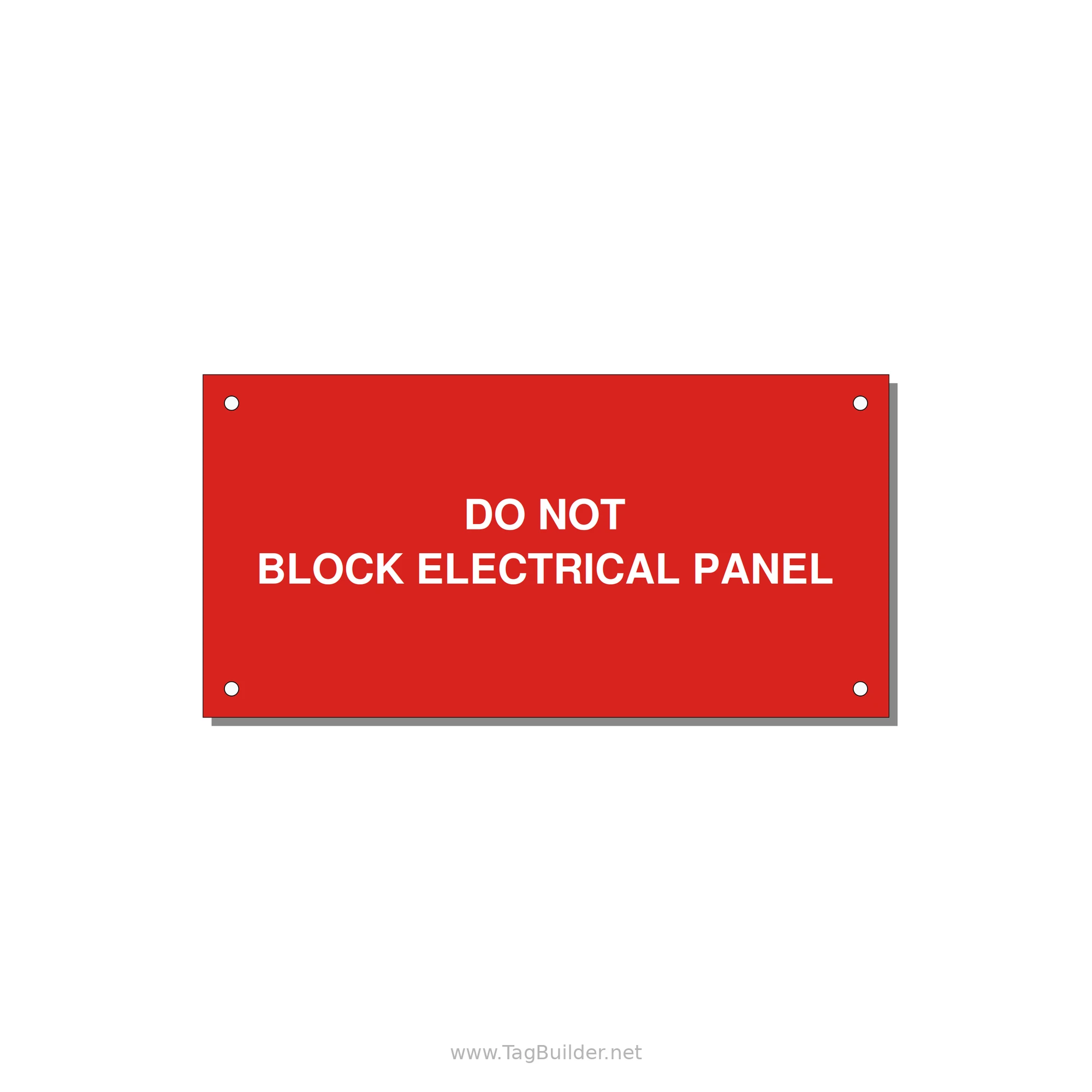 6.0x3.0" Electrical Safety Label - DO NOT BLOCK ELECTRICAL P — 6x3" White on Red, Holes