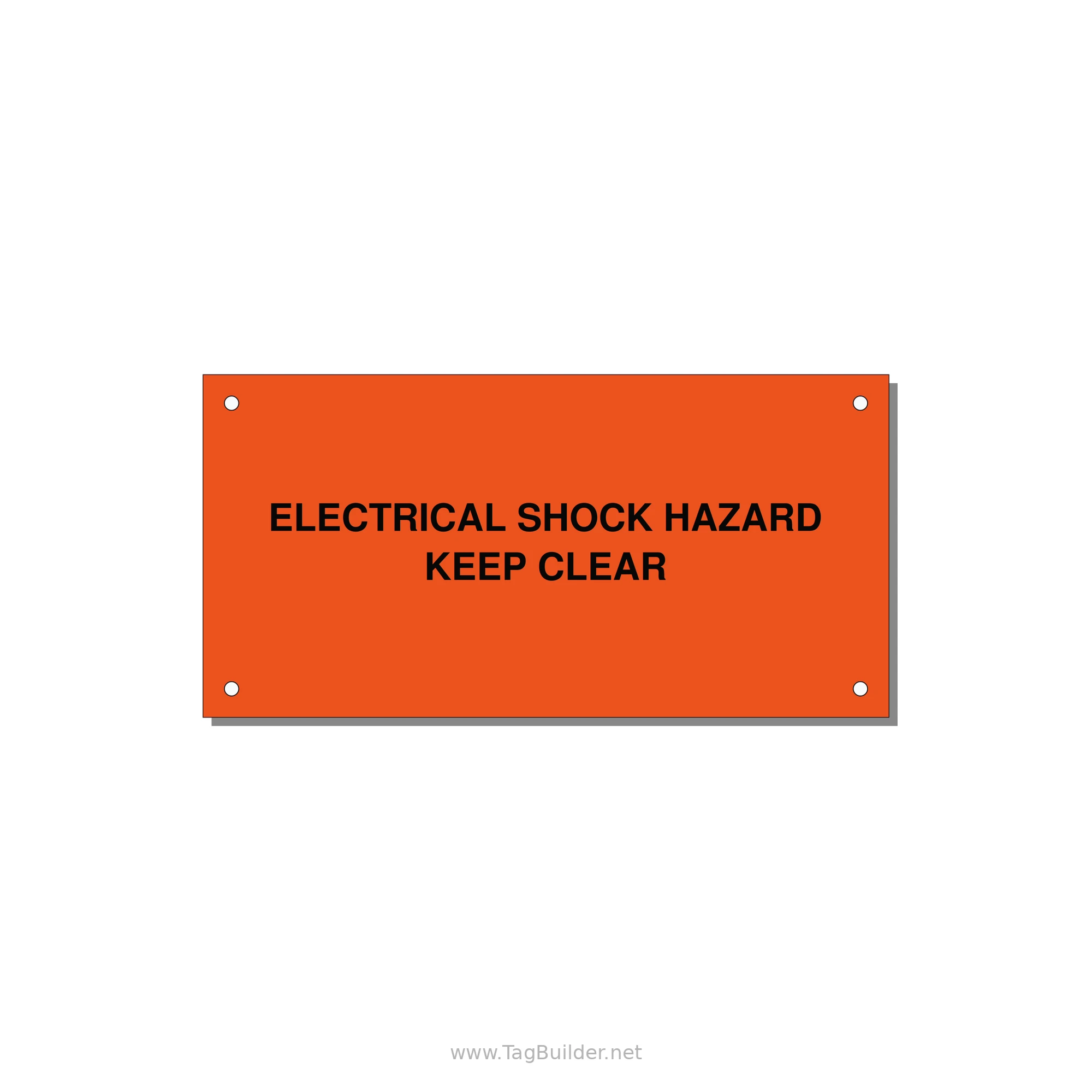 6.0x3.0" Electrical Safety Label - ELECTRICAL SHOCK HAZARD K — 6x3" Black on Orange, Holes